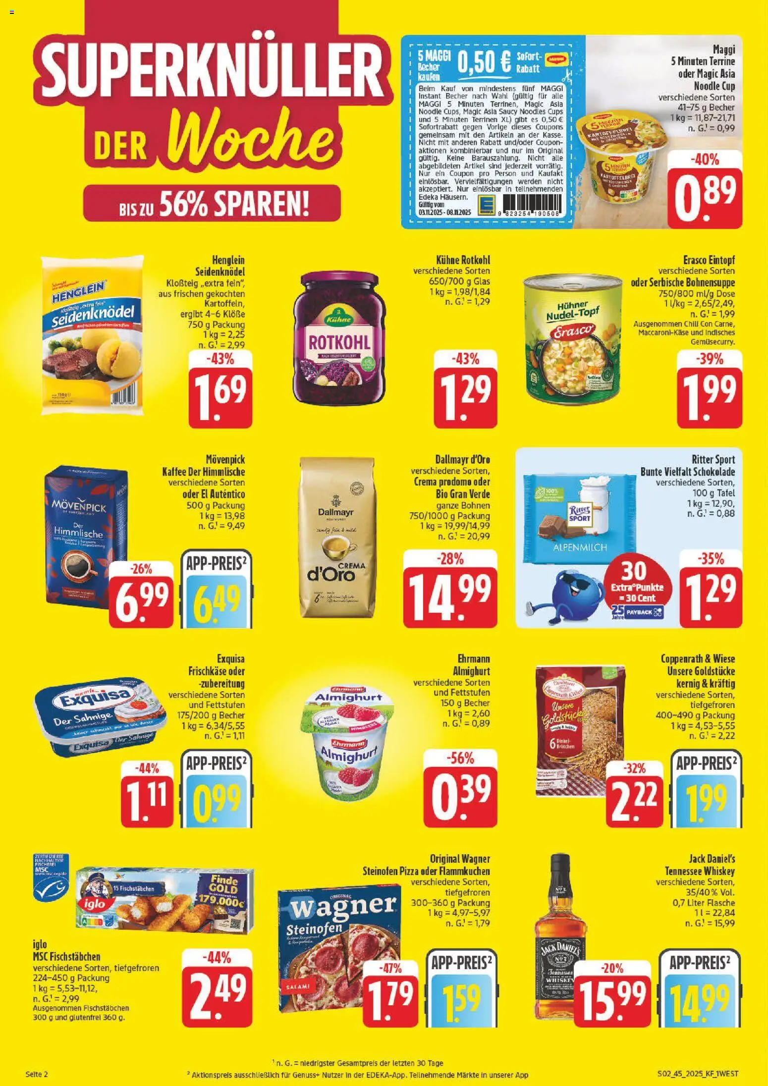 nah & gut Prospekt 	 – gültig ab 03.11.2025 | Seite: 2 | Produkte: Iglo, Exquisa, Fischstabchen, Salami