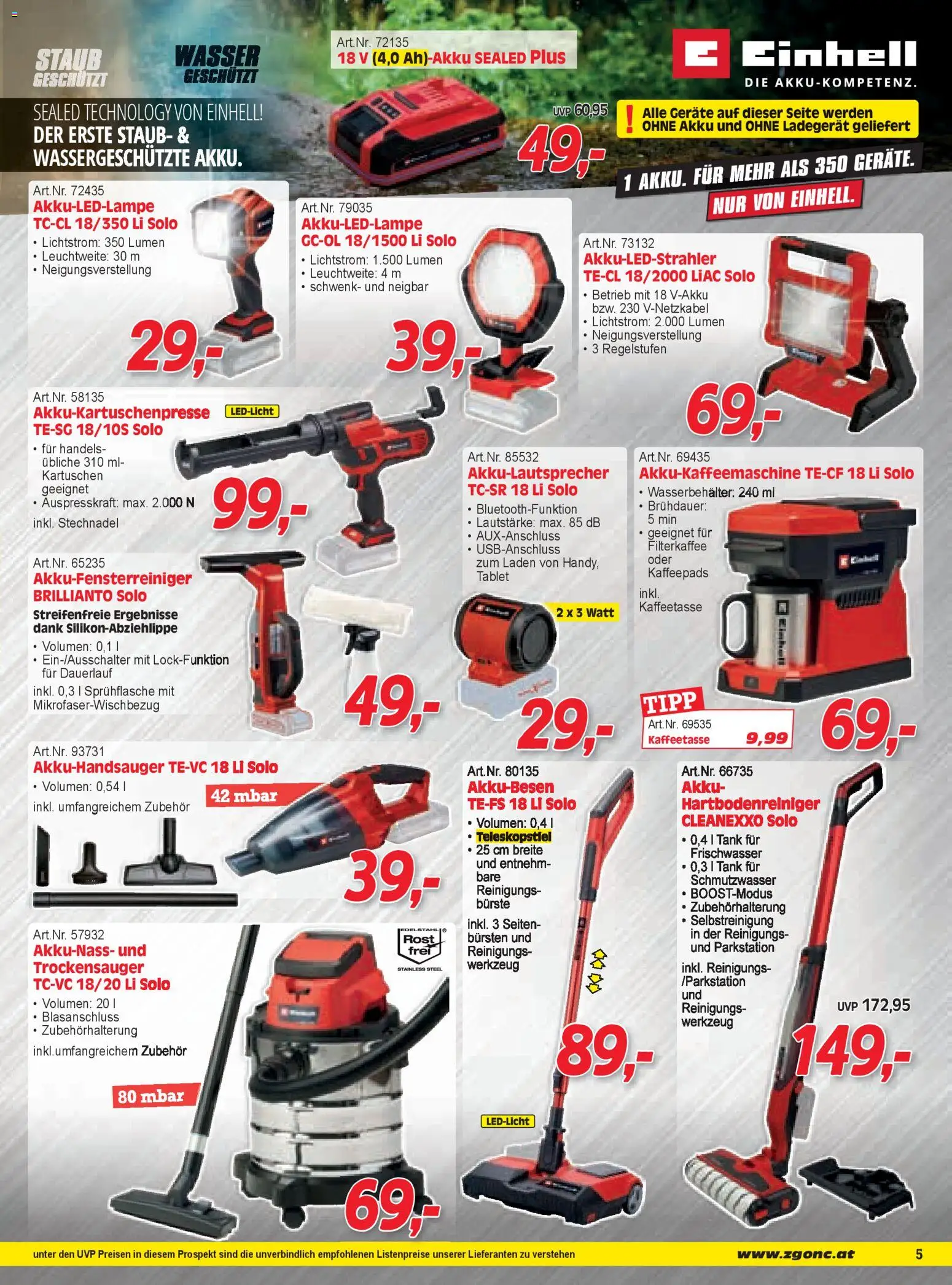 Zgonc Flugblatt Jänner I 2026 gültig ab 01.01.2025 | Seite: 5 | Produkte: Wasser, Tablet, Bürste