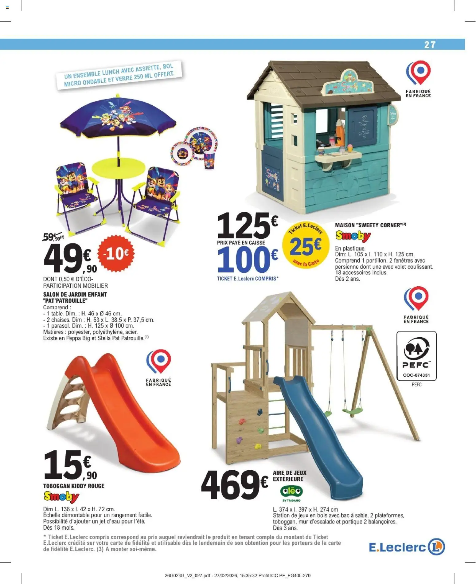 {H1} | Page: 27 | Produits: Toboggan, Bol, Salon de jardin, Jeux