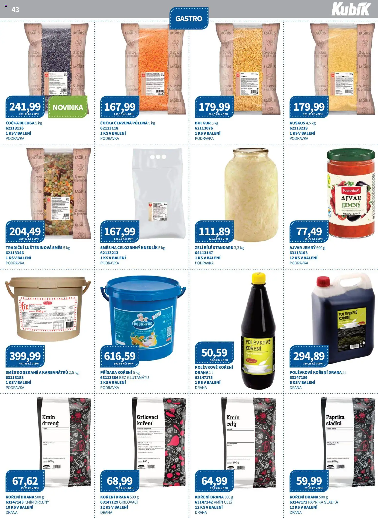 Kubík leták - Velkoobchod 04/2026 od 01.04.2026 | Strana: 43 | Produkty: Koření, Bulgur, Kuskus, Ajvar