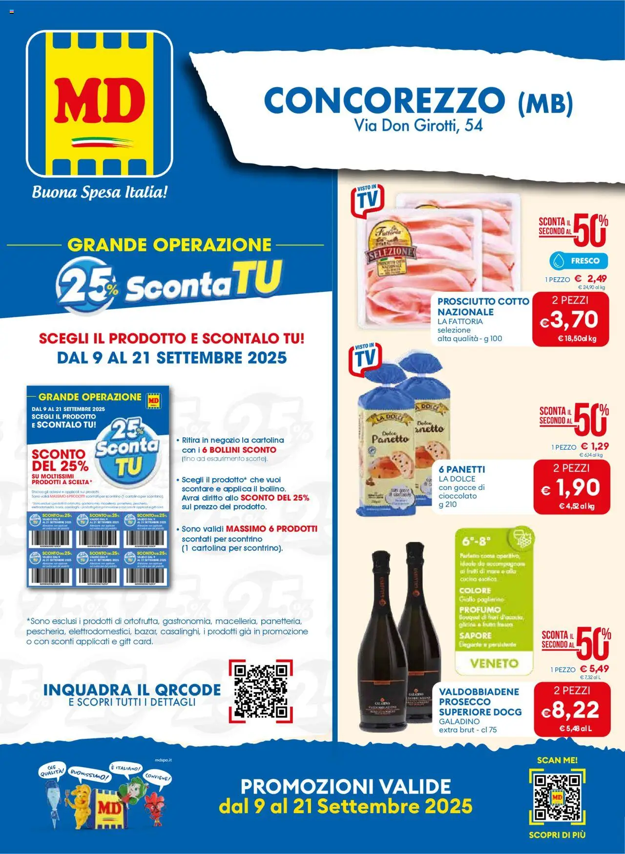 Volantino MD Discount del 09.09.2025 | Pagina: 1 | Prodotti: Cioccolato, Frutti di mare, Prosciutto, Profumo