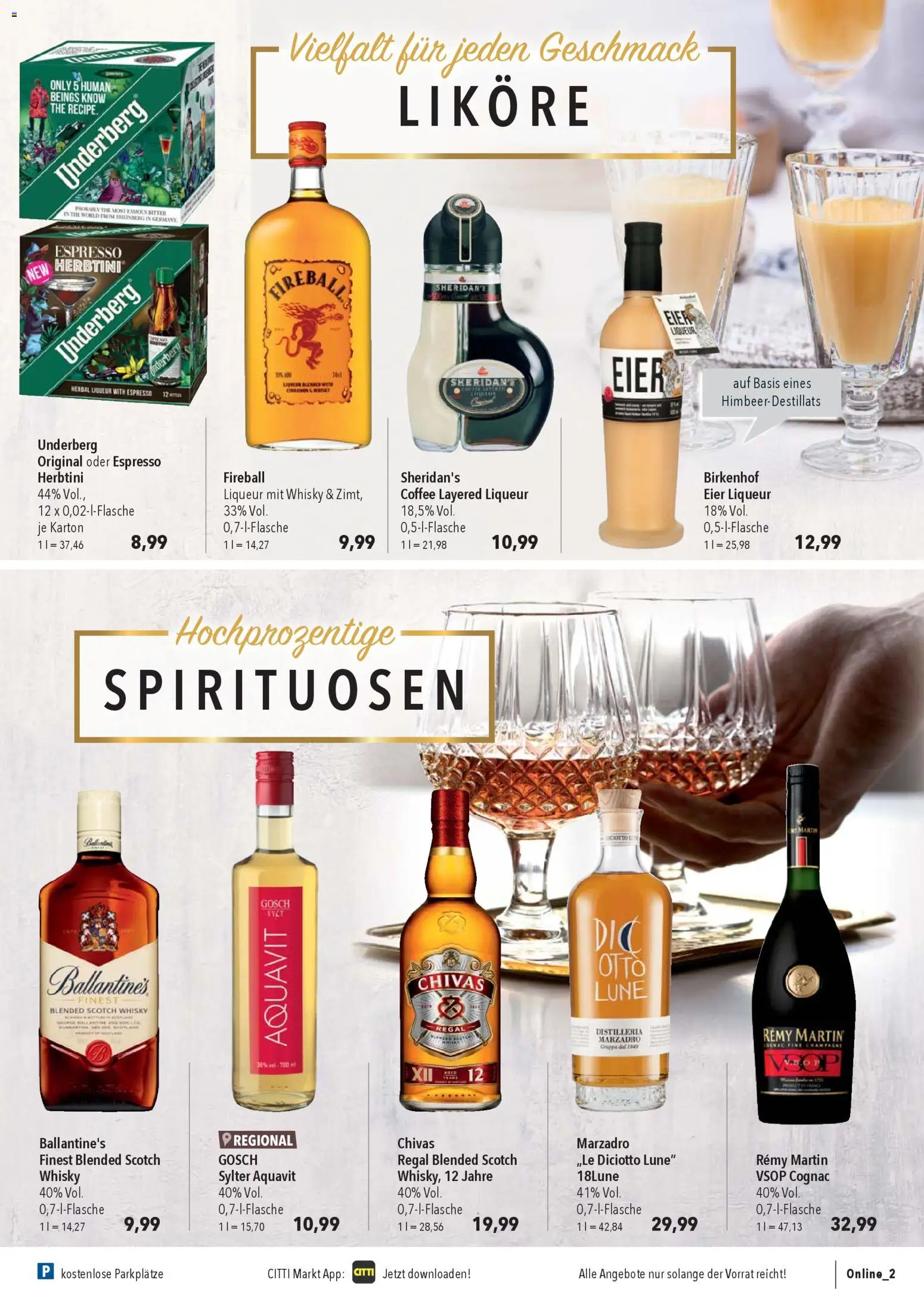 CITTI Markt Prospekt 	 – gültig ab 01.04.2026 | Seite: 21 | Produkte: Whisky, Eier, Regal, Underberg
