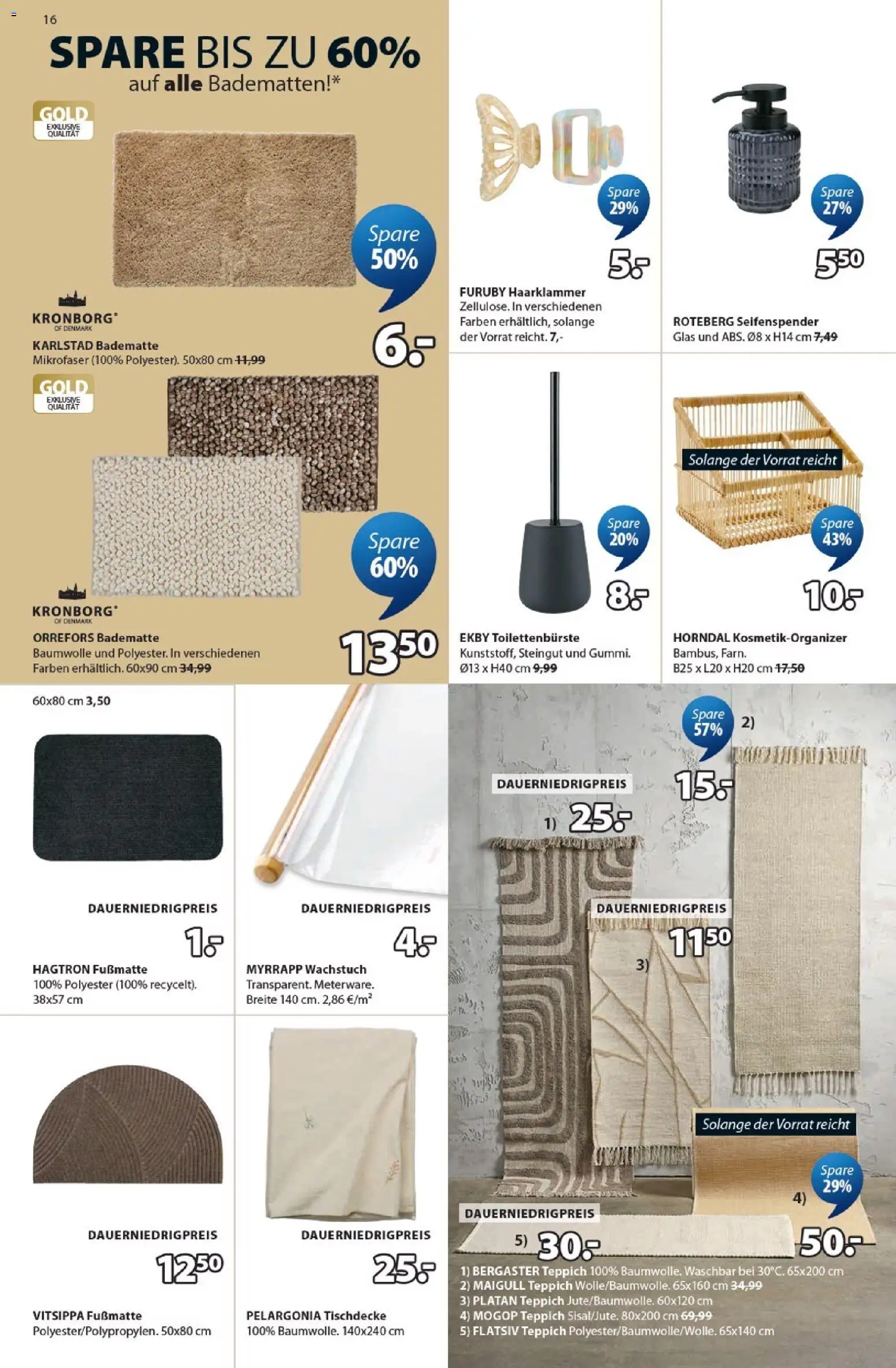 Prospekt JYSK  – gültig ab 15.02.2026 | Seite: 16 | Produkte: Teppich, Fußmatte, Seifenspender