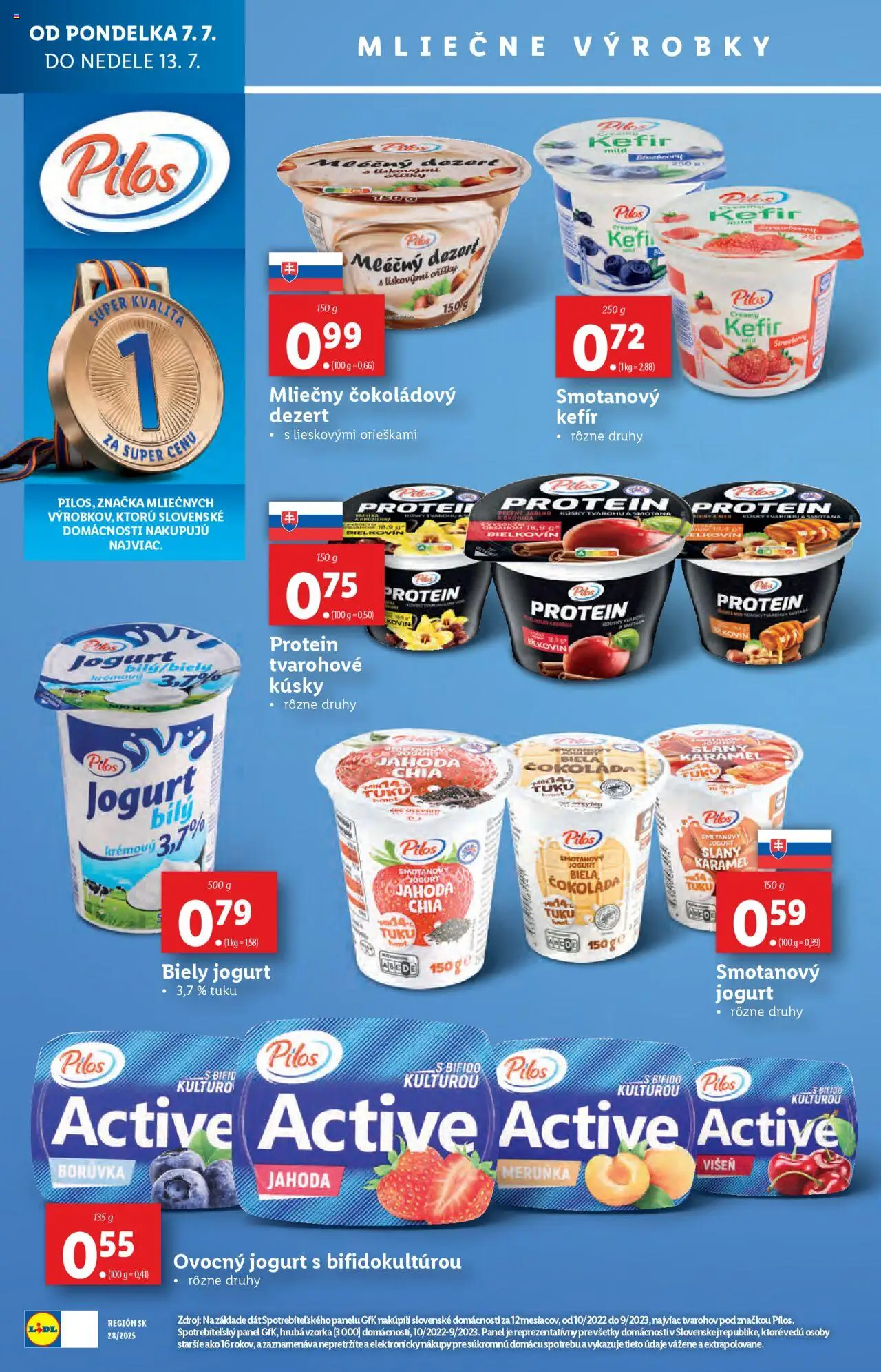 Lidl leták │ platný od 07.07.2025 | Strana: 28 | Produkty: Smotana, Biely jogurt, Čokoláda, Med