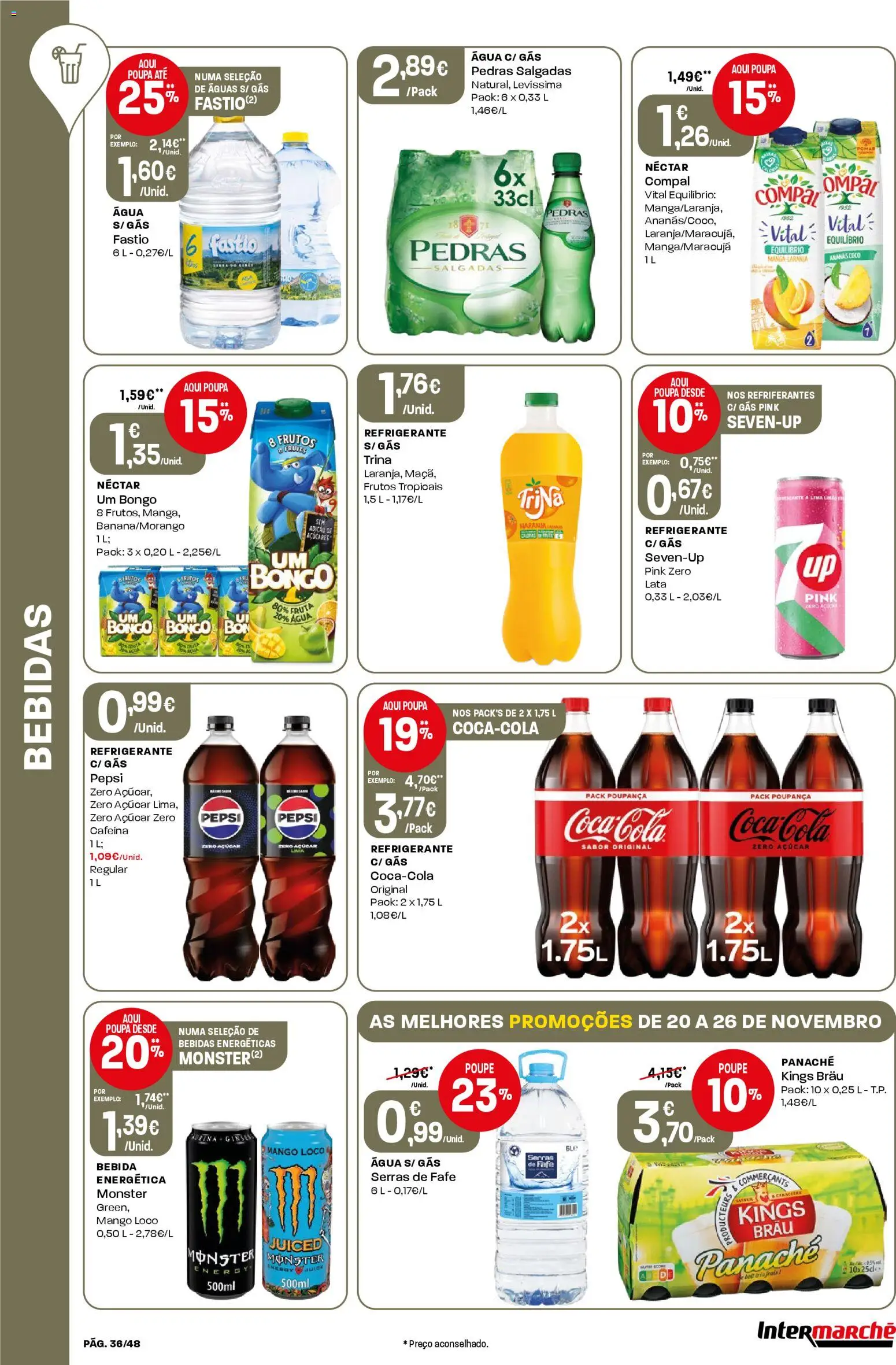 Intermarché folheto │ válido de 20.11.2025 | Página: 36 | Produtos: Agua, Refrigerante, Açúcar, Bebida