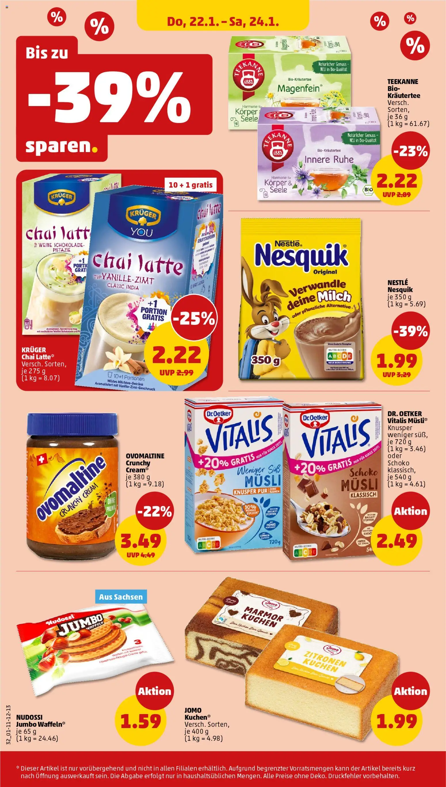 Penny Prospekt 	 – gültig ab 19.01.2026 | Seite: 34 | Produkte: Ovomaltine, Schokolade, Waffeln, Teekanne