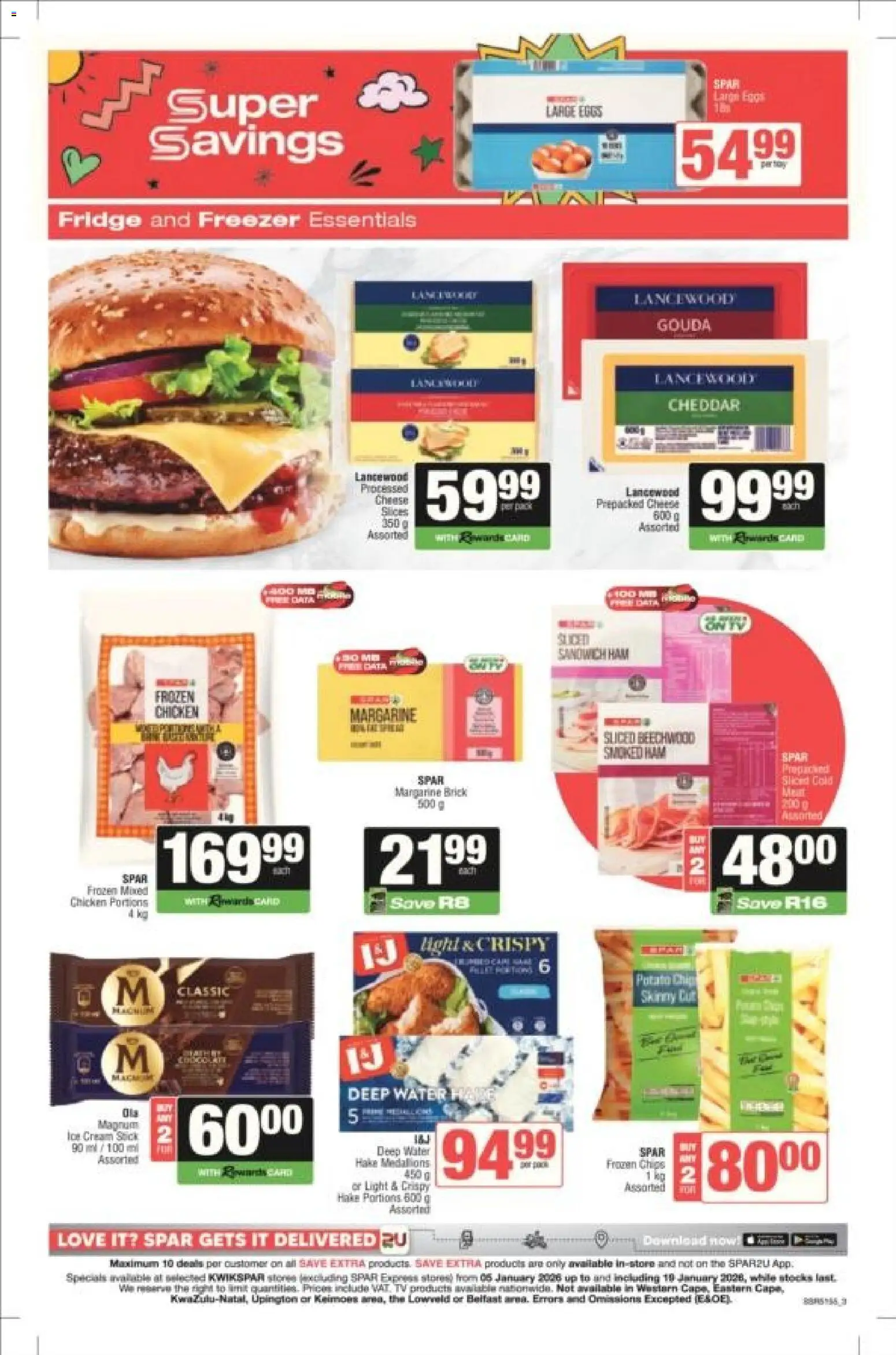New KWIKSPAR catalogue – valid from 05.01.2026 | Page: 3 | Products: Cheese, Chips, Cream, Ice cream
