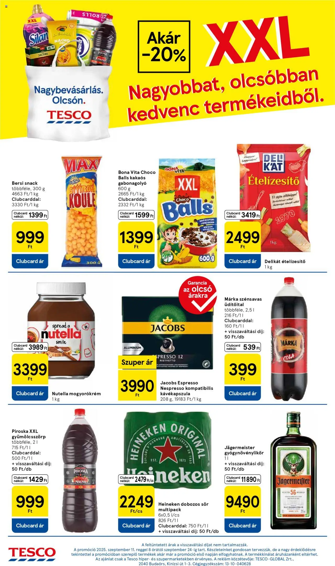 Tesco akciós ujság - amely érvényes a következő dátumtól: 11.09.2025 | Oldal: 10 | Termékek: Jägermeister, Kávékapszula, Dobozos sör, Mogyorókrém