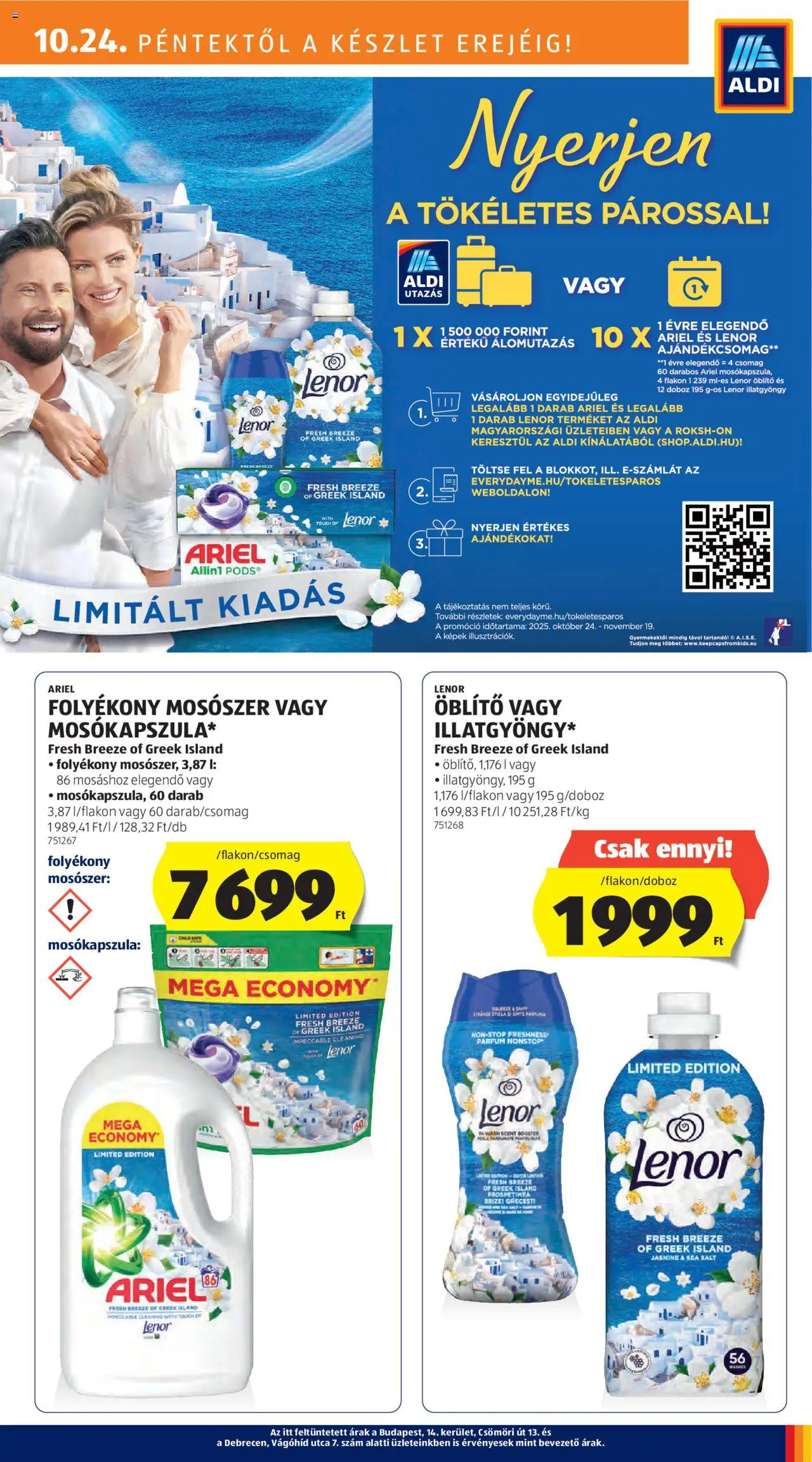 Aldi akciós ujság - amely érvényes a következő dátumtól: 24.10.2025 | Oldal: 23 | Termékek: Ariel, Mosókapszula, Öblítő, Parfüm