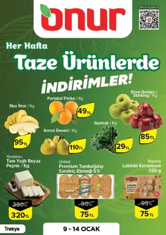 09.01.2026 tarihinden itibaren geçerli olan Onur Market kataloğu önizlemesi
