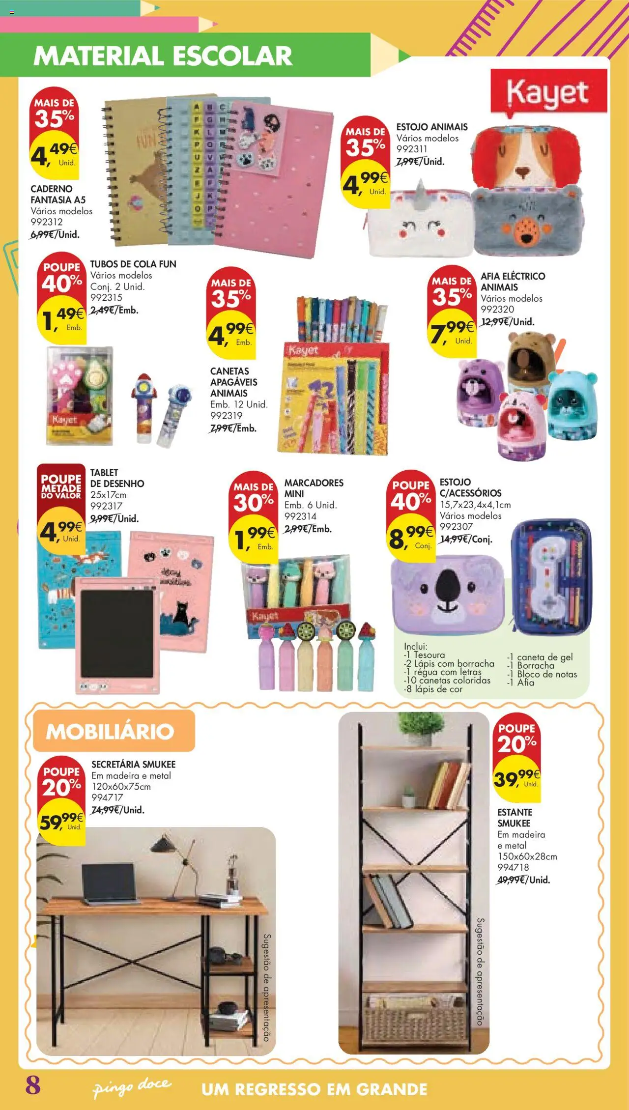 Pingo Doce Regresso às Aulas Hipers │ válido de 05.08.2025 | Página: 8 | Produtos: Caderno, Tablet