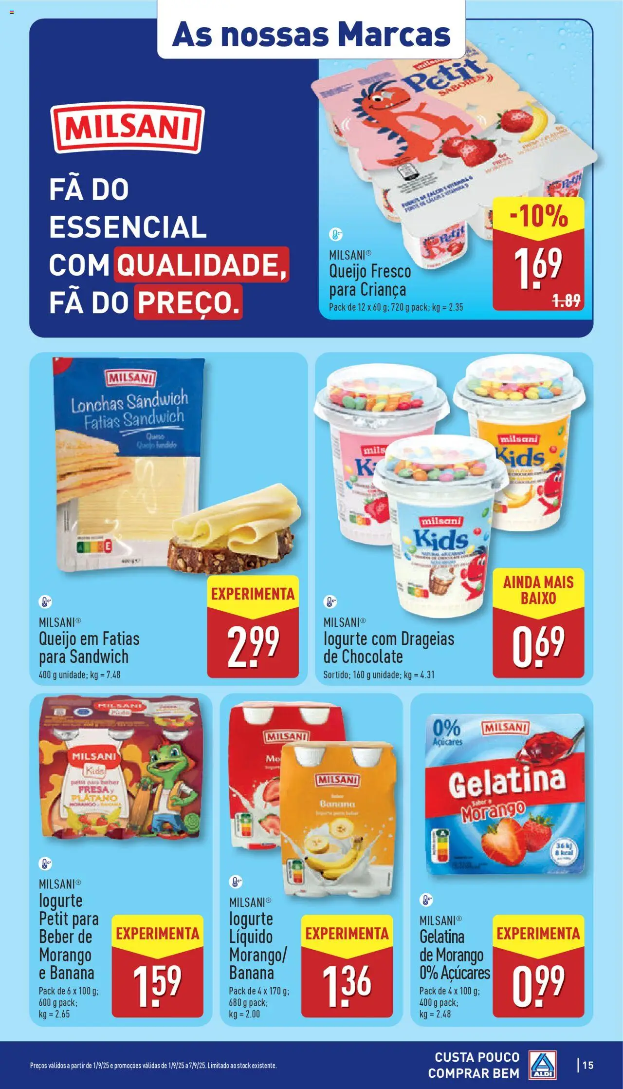 Aldi folheto │ válido de 01.09.2025 | Página: 15 | Produtos: Banana, Gelatina, Queijo, Chocolate