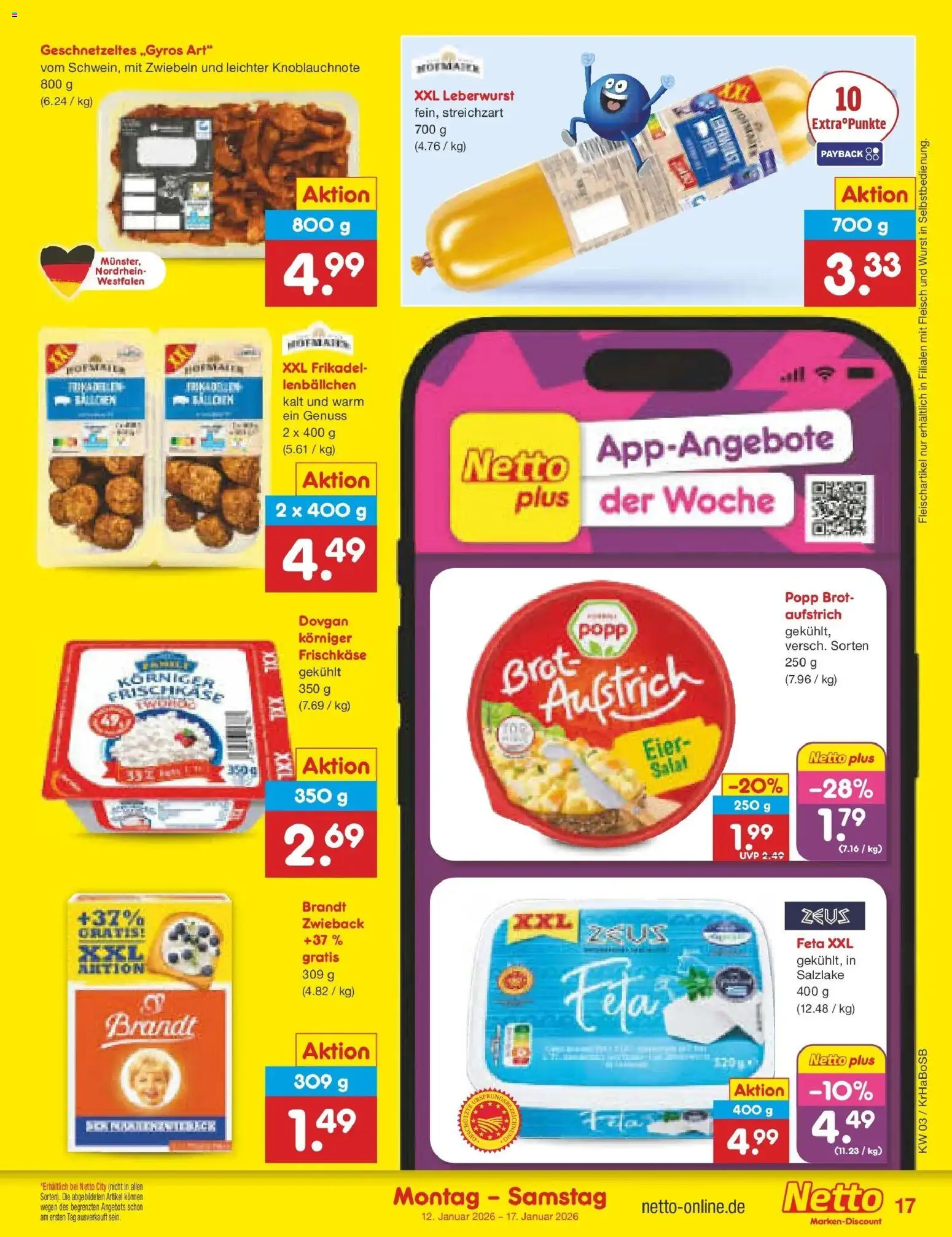 Netto Marken-Discount prospekt Jüchen	 – gültig ab 12.01.2026 | Seite: 17 | Produkte: Eier, Brot, Fleisch, Salat