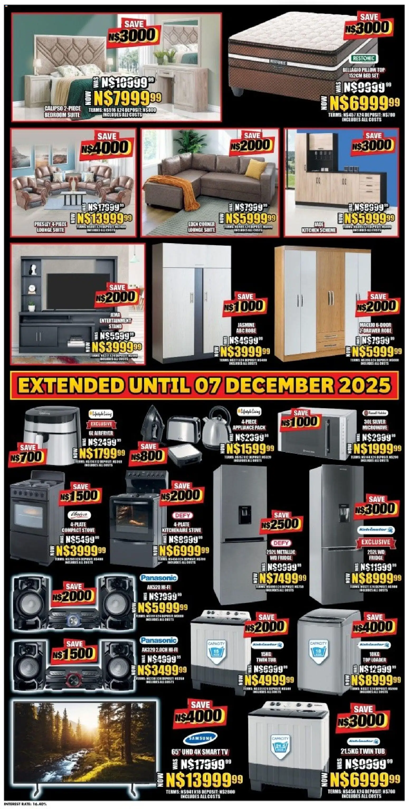 New Lewis Stores catalogue – valid from 01.12.2025 | Page: 2 | Products: Stove, Fryer, TV, Air fryer