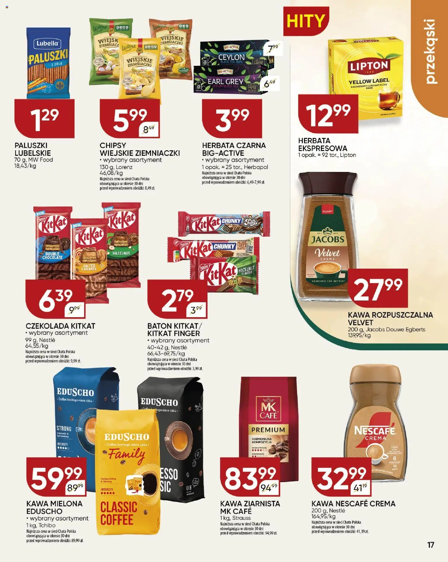 Chata Polska Gazetka od 29.01.2026 | Strona: 17 | Produkty: Chipsy, Kawa rozpuszczalna, Ziemniaczki, Baton