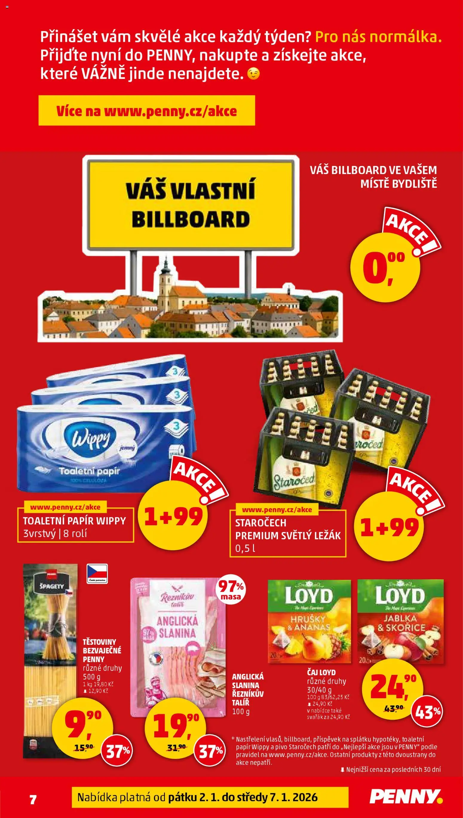 Penny Market leták - Čtvrtečník od 02.01.2026 | Strana: 7 | Produkty: Pivo, Těstoviny, Špagety, Slanina