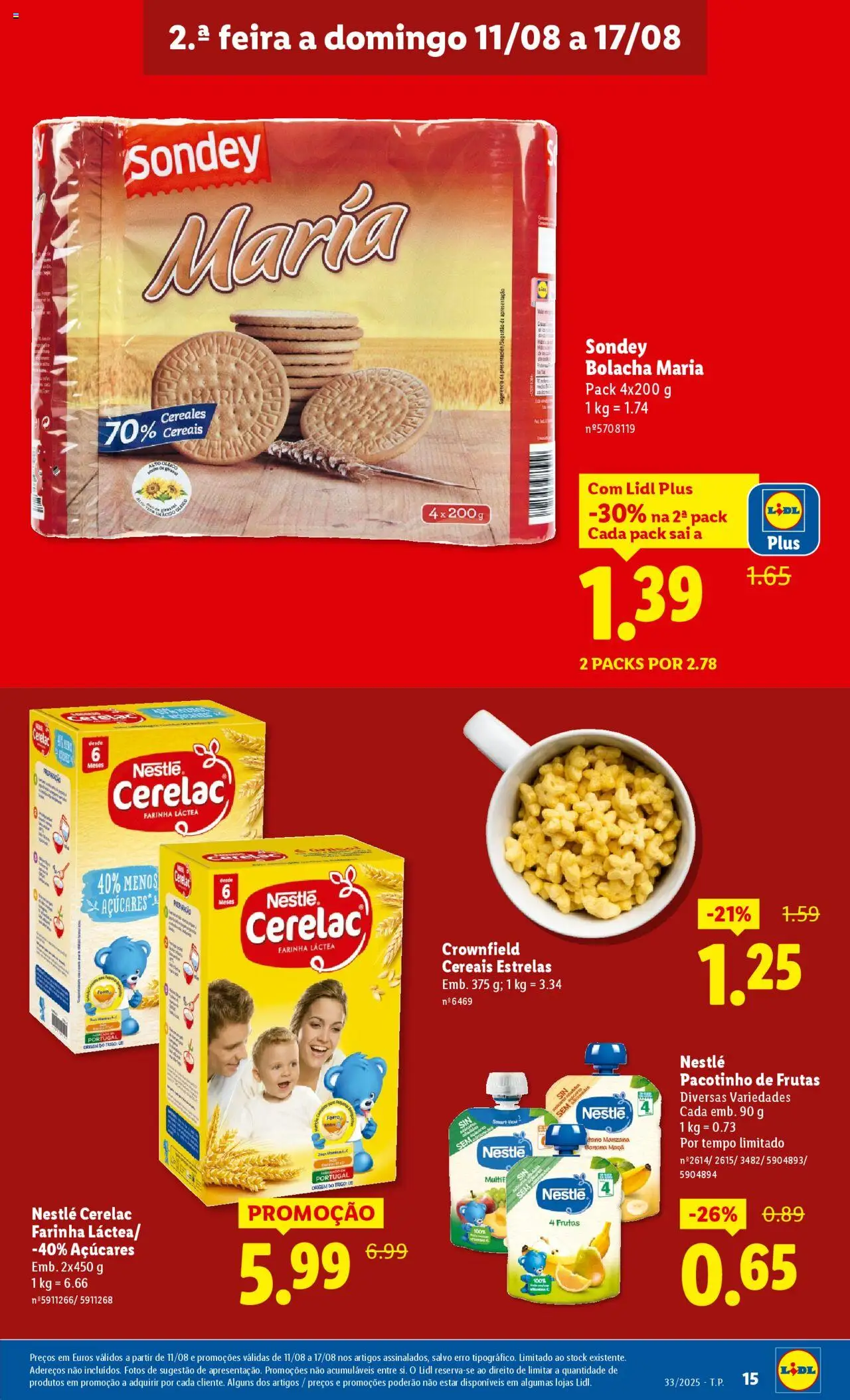 Lidl folheto │ válido de 11.08.2025 | Página: 15 | Produtos: Farinha láctea, Banana, Nestlé, Cereais
