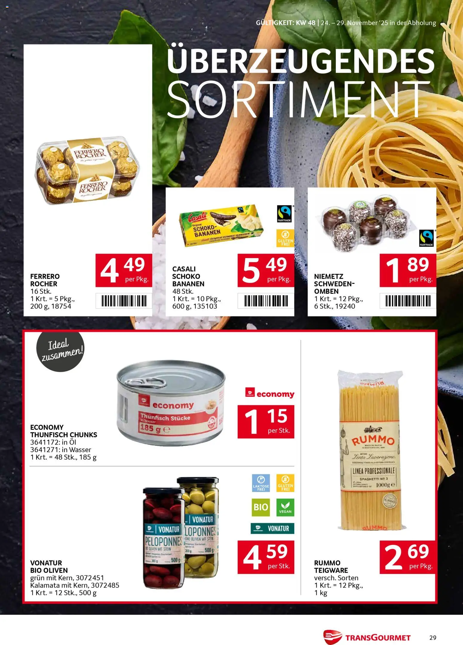 Transgourmet Flugblatt gültig ab 24.11.2025 | Seite: 29 | Produkte: Wasser, Szeder, Hajdina liszt, Bananen