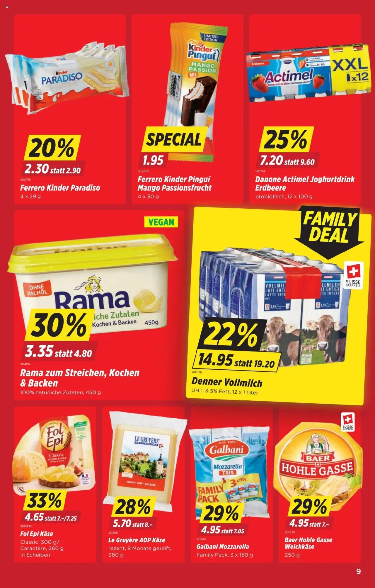 Denner Aktionen ab 12.08.2025 | Seite: 9 | Produkte: Actimel, Käse, Mango