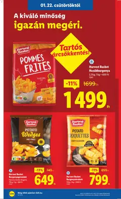 Harvest Basket Hasábburgonya, 2,5 kg; 1 kg = 600 Ft - amely érvényes a következő dátumtól: 22.01.2026 | Oldal: 10
