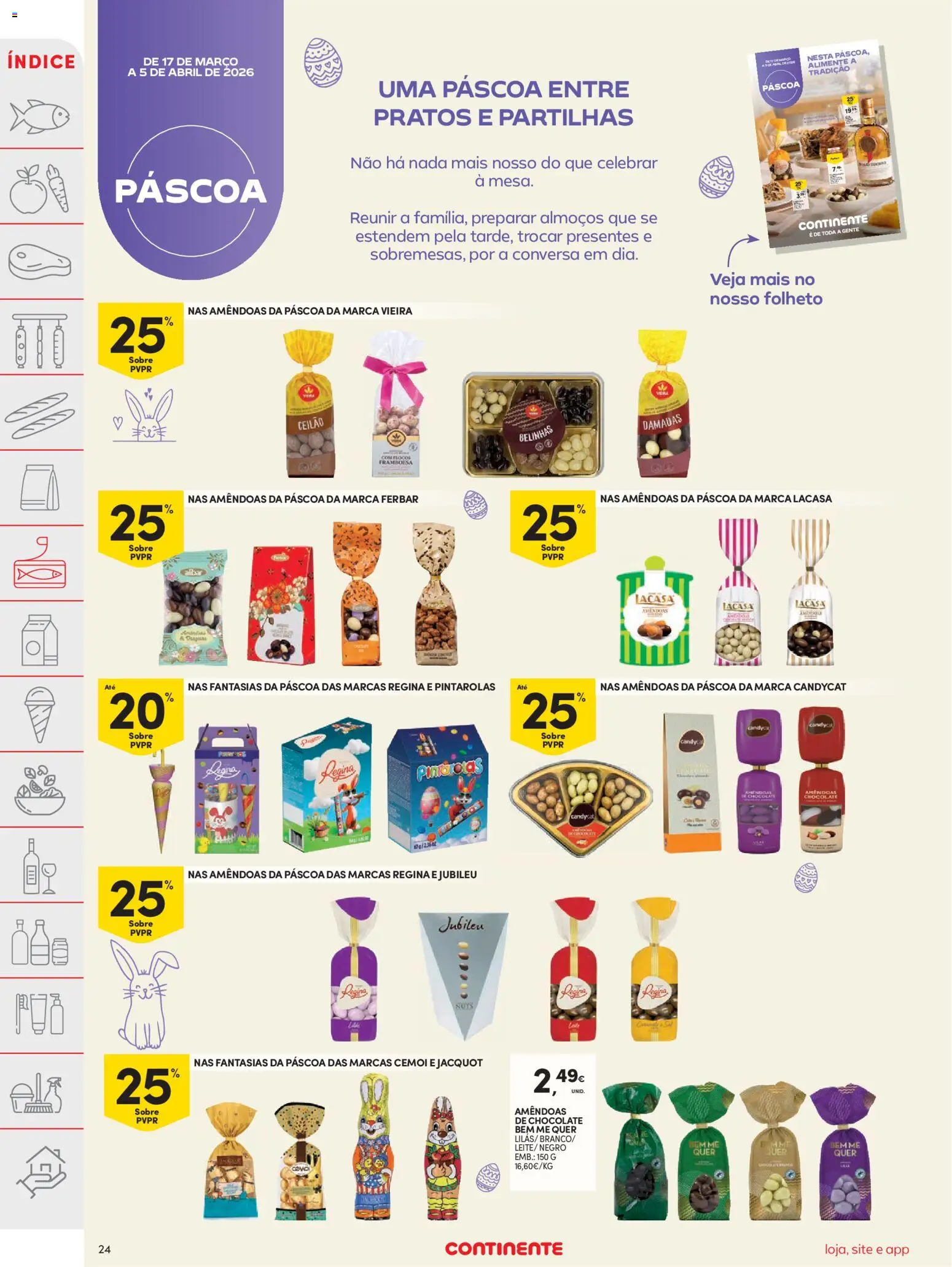 Continente folheto │ válido de 17.03.2026 | Página: 24 | Produtos: Amêndoas, Pratos, Chocolate, Flocos