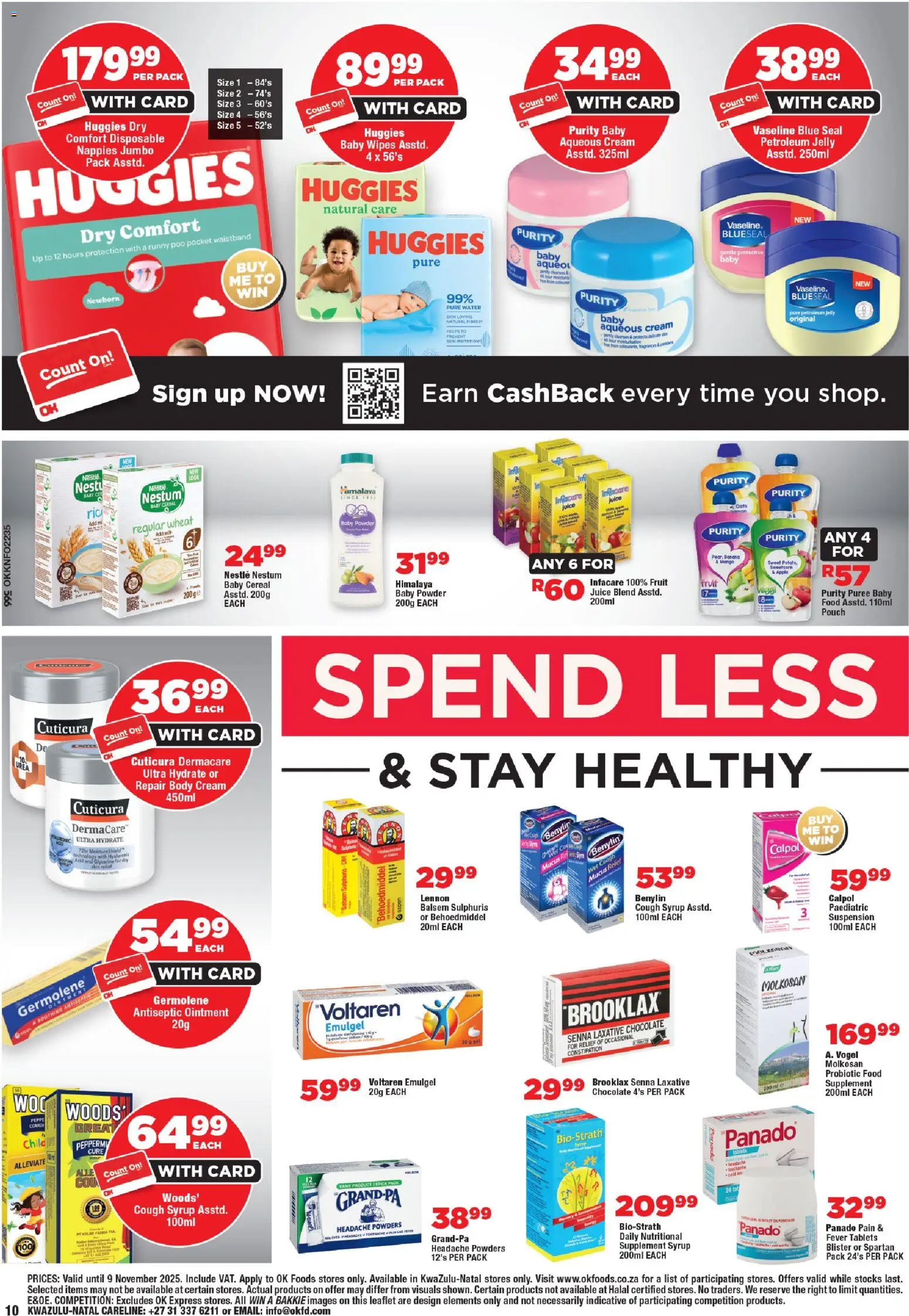 New OK Foods catalogue – valid from 24.10.2025 | Page: 10 | Products: Cough syrup, Chocolate, Cream, Petroleum jelly