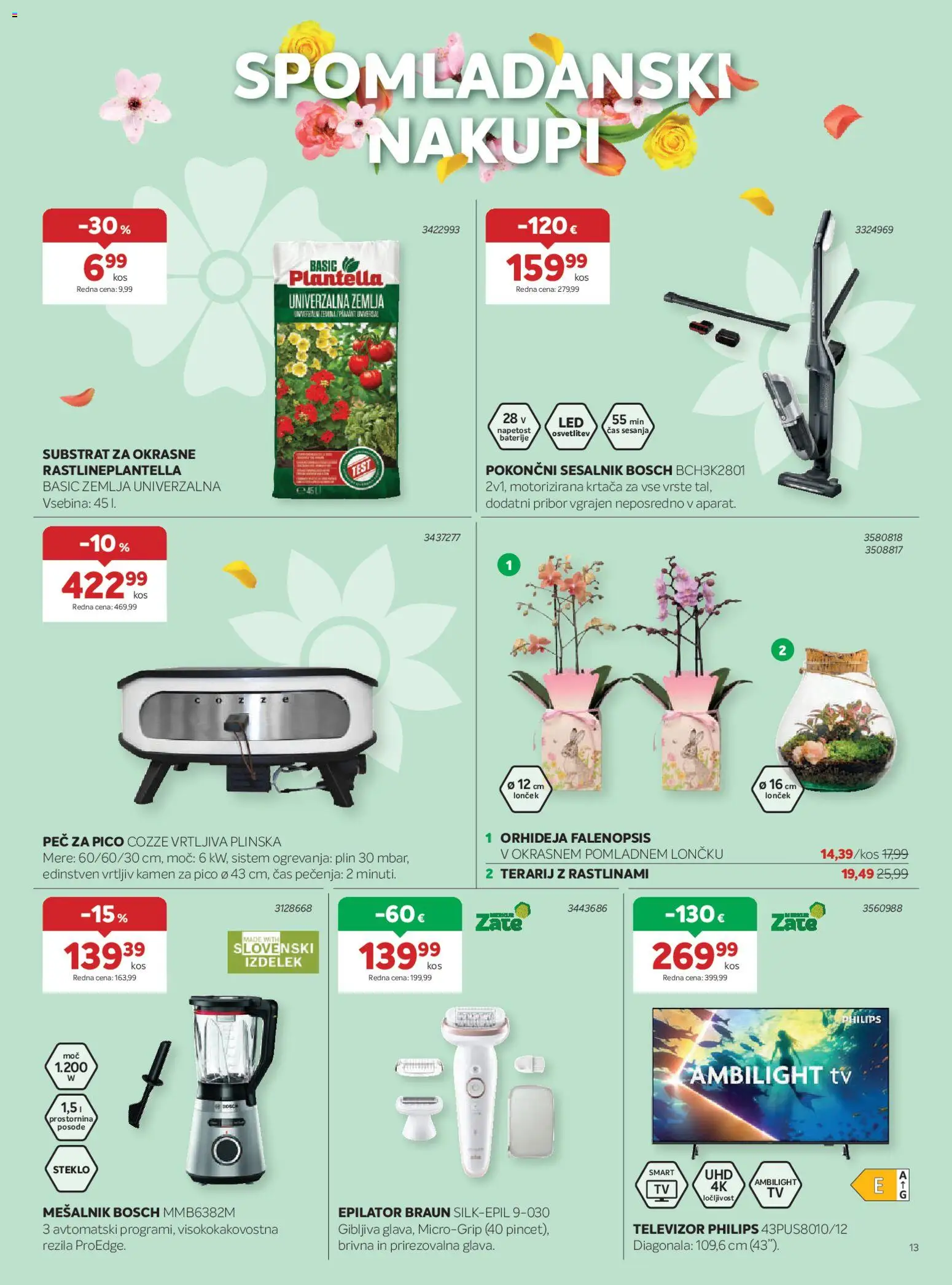 Novi Merkur katalog ponudbe – veljaven od 01.04.2026 | Stran: 13 | Izdelki: Tv, Žemlja, Baterije, Krtaca