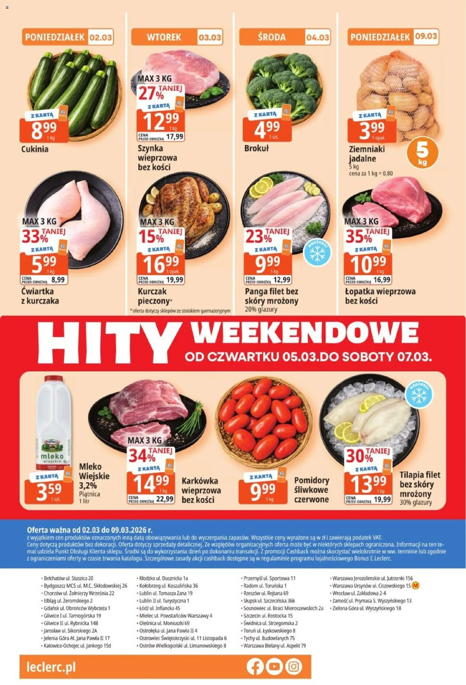 E.Leclerc Gazetka  od 02.03.2026 | Strona: 16 | Produkty: Karta, Karkówka, Kurczak, Brokuł