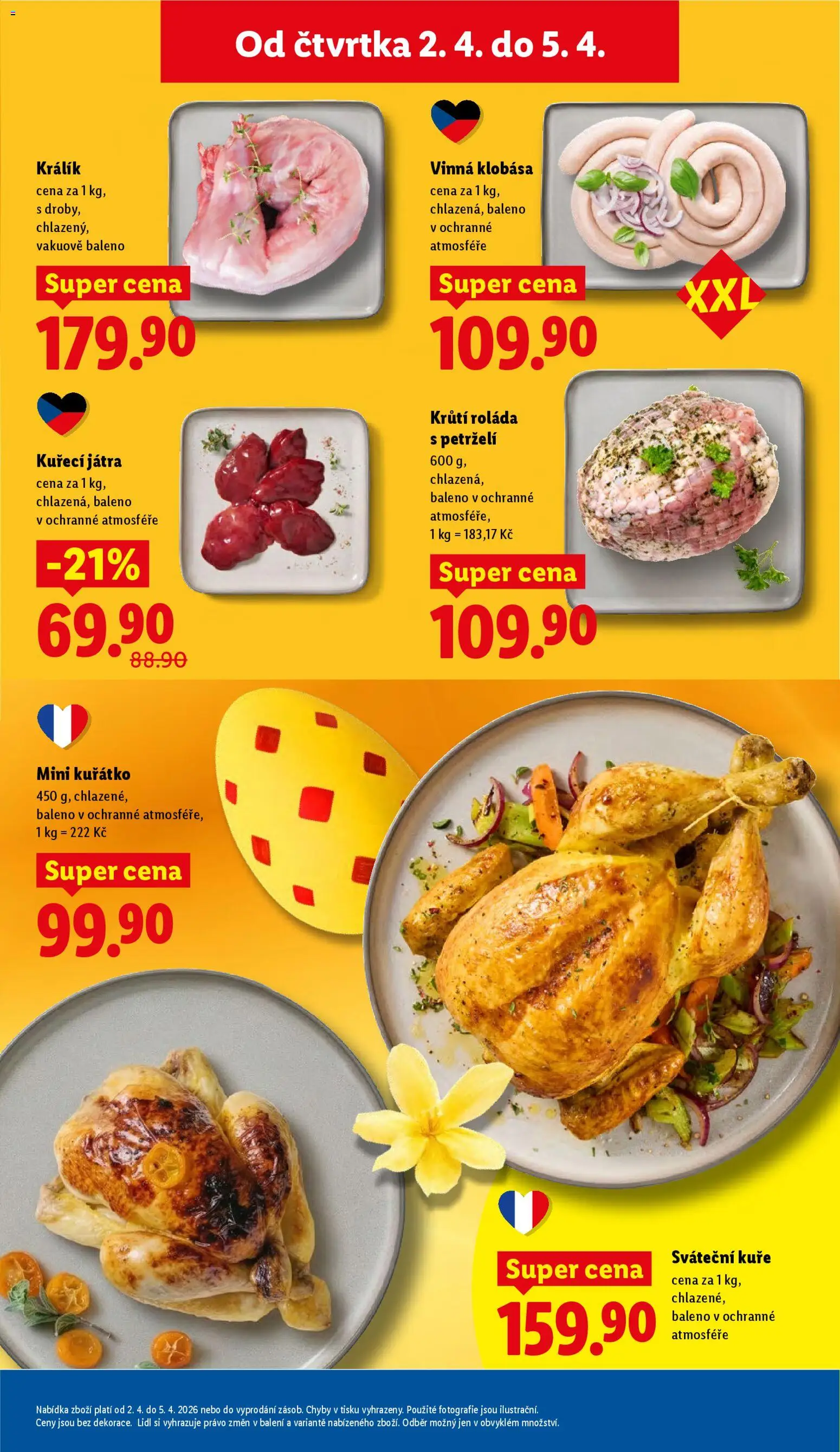 Lidl leták od 02.04.2026 | Strana: 11 | Produkty: Vinná klobása, Kuřecí Játra, Kuře, Krůtí roláda