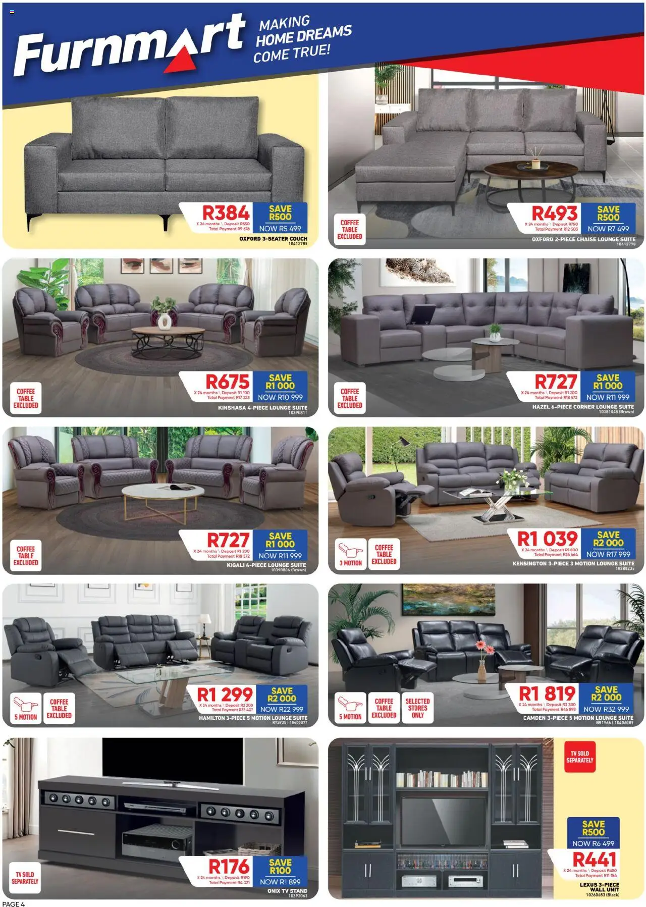 Furnmart Specials │ valid from 11.08.2025 | Page: 4 | Products: Table, Wall unit, Coffee, Chaise