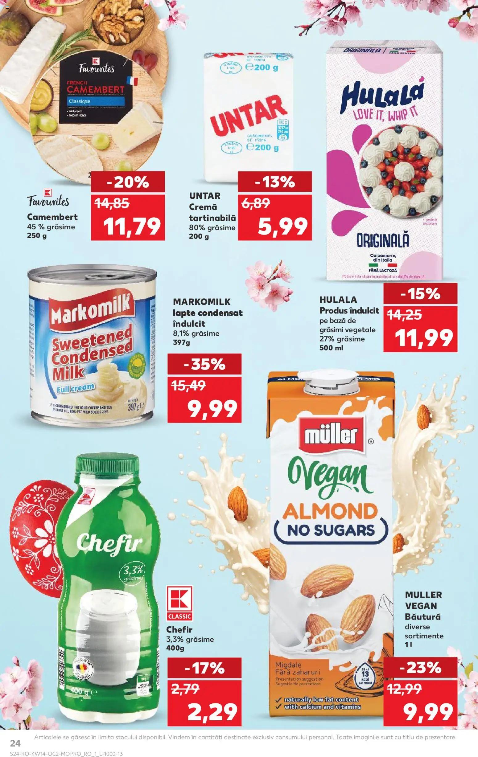 Noul catalog Kaufland – valabil de la 01.04.2026 | Pagină: 24 | Produse: Lapte, Cremă, Kefir, Cremă tartinabilă