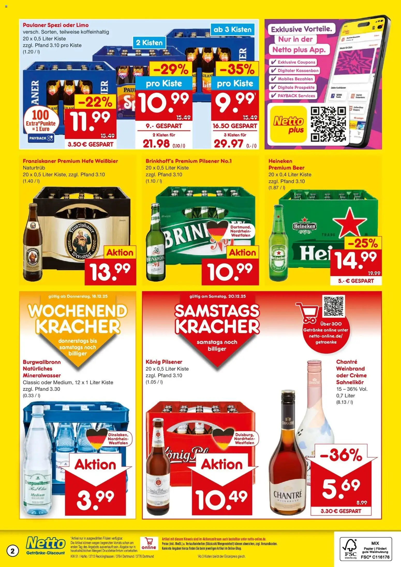 Netto Marken-Discount prospekt Dortmund	 – gültig ab 15.12.2025 | Seite: 2 | Produkte: Paulaner spezi, Mineralwasser, Creme, Chantré