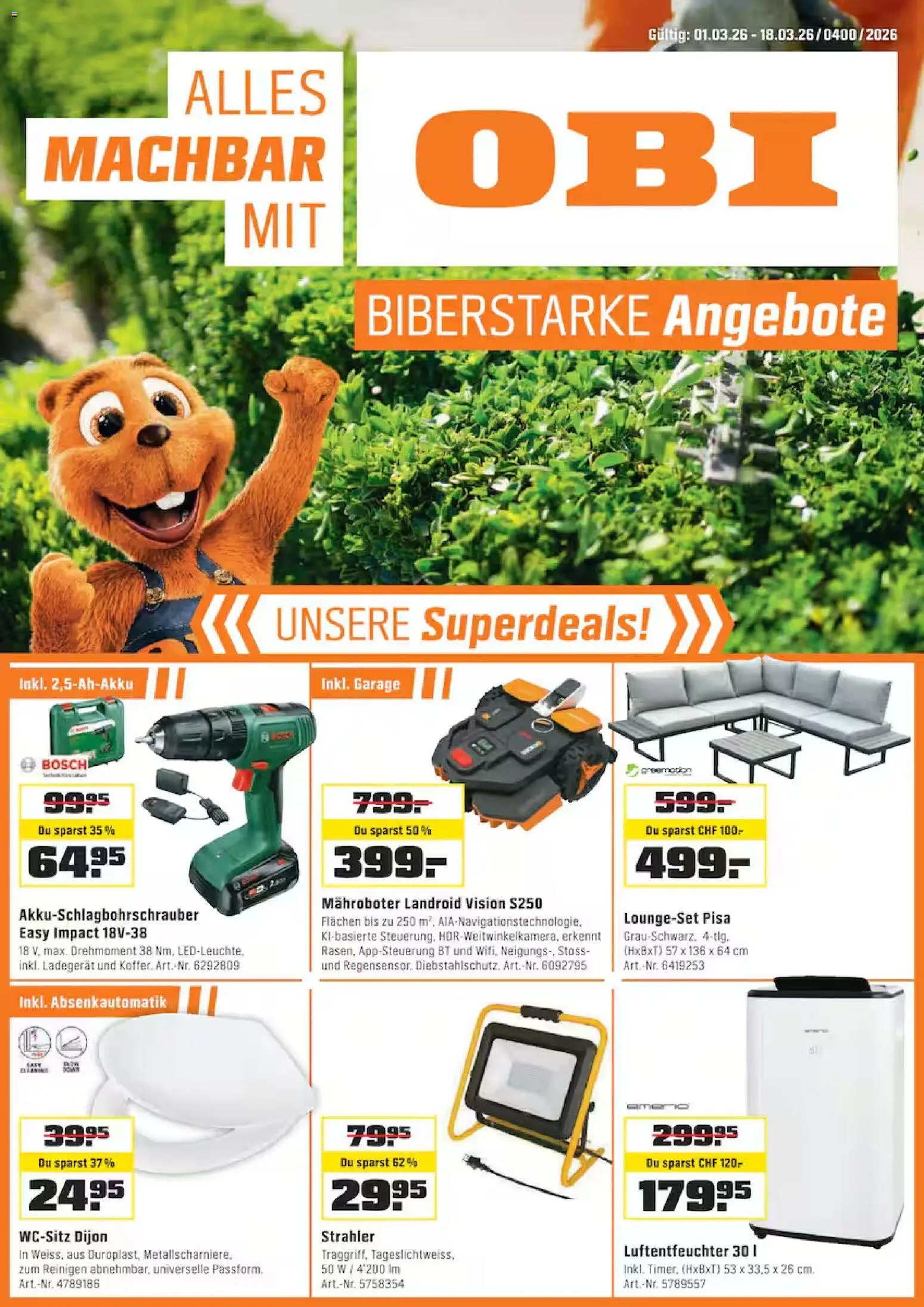 OBI aktionen – gültig ab 01.03.2026 | Seite: 1 | Produkte: Ladegerät, Bosch