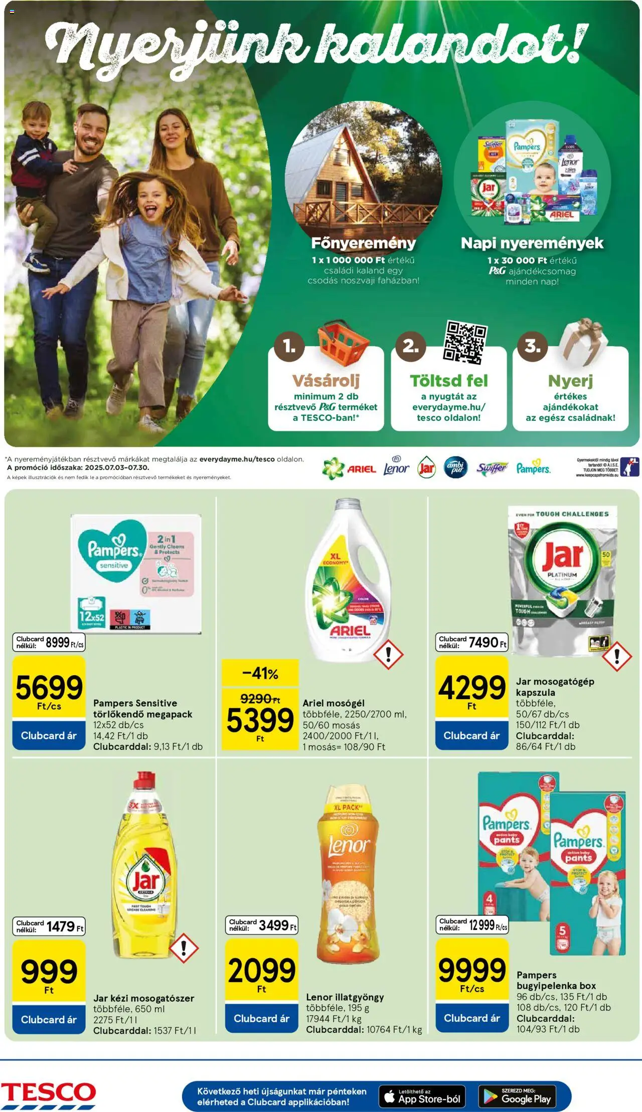 Tesco akciós ujság - amely érvényes a következő dátumtól: 03.07.2025 | Oldal: 30 | Termékek: Ariel, Pampers, Törlőkendő, Mosógél