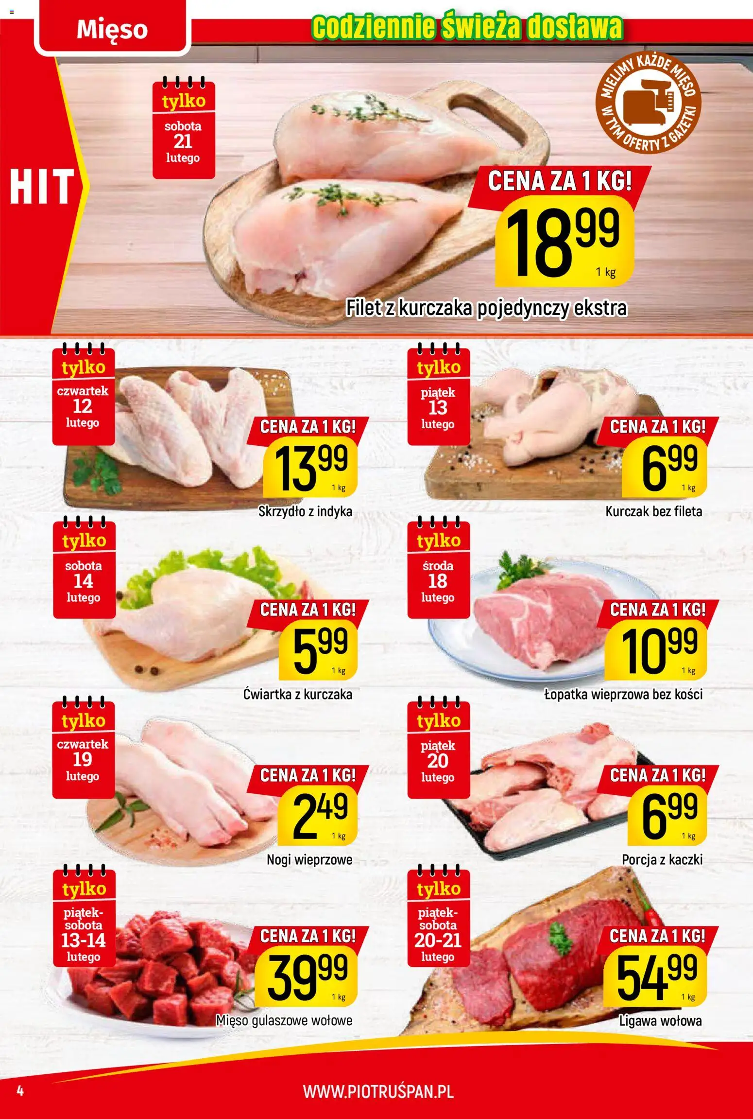 Piotruś Pan Gazetka od 12.02.2026 | Strona: 4 | Produkty: Kurczak, Mięso, Filet z kurczaka, Łopatka wieprzowa