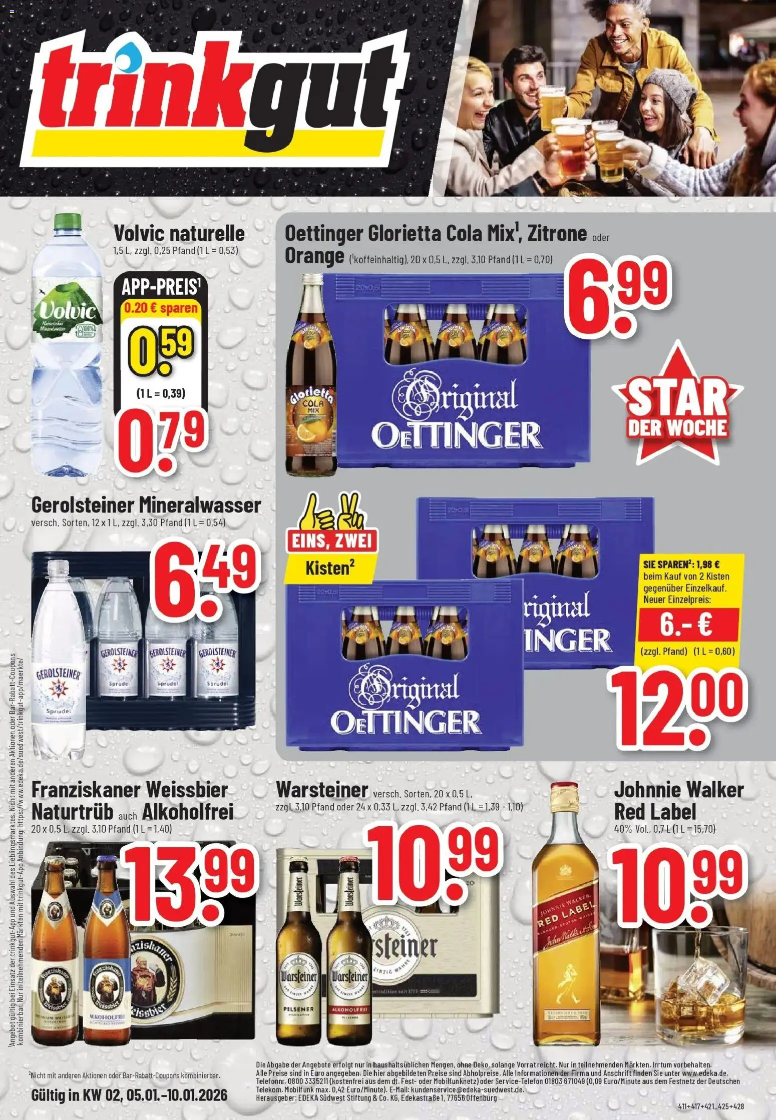 Trinkgut - trinkgut: Wochenangebote – gültig ab 05.01.2026 | Seite: 1 | Produkte: Cola, Mineralwasser, Zitrone, Johnnie walker