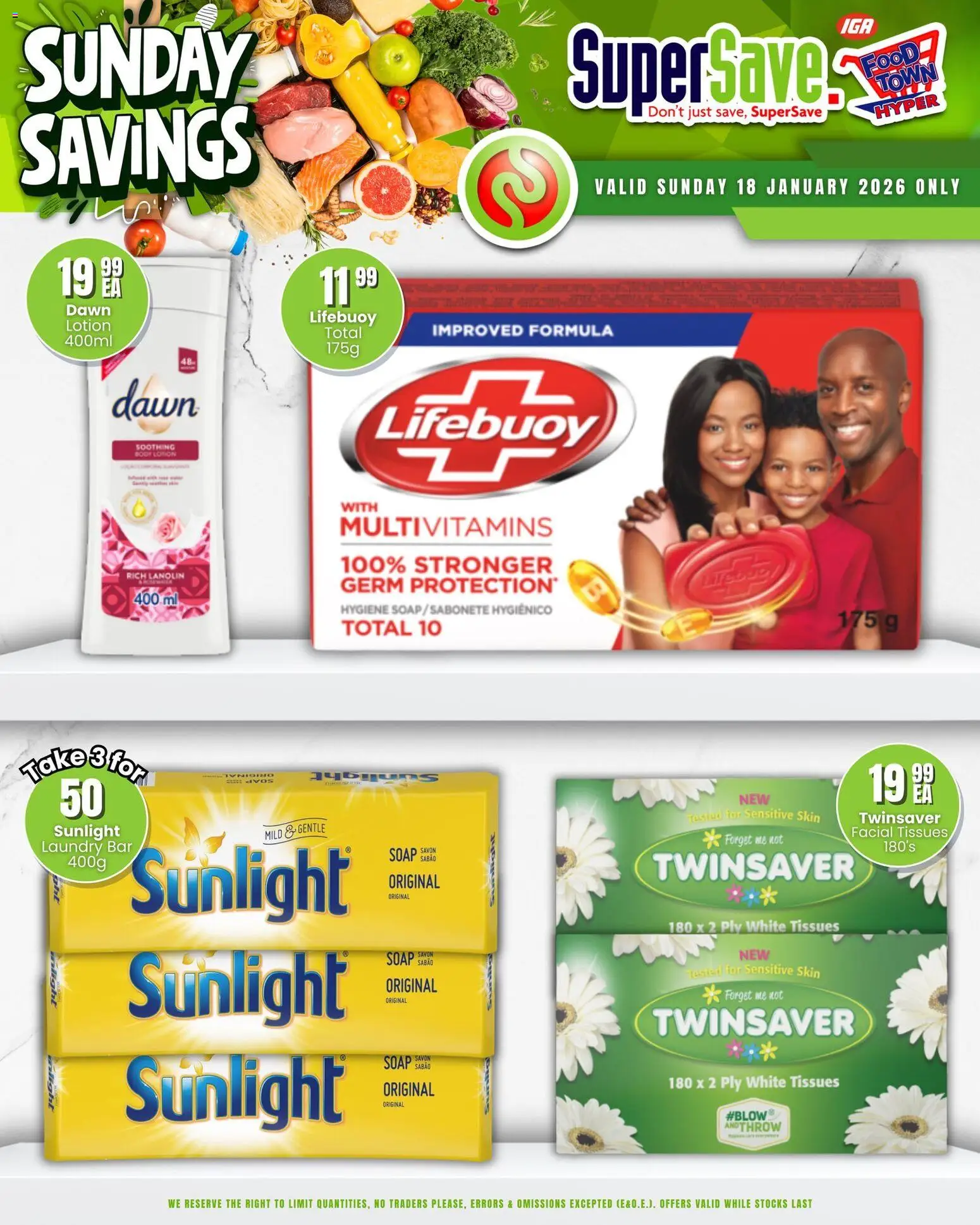 New Super Save catalogue – valid from 18.01.2026 | Page: 8 | Products: Multivitamins, Soap, Lotion, Tissues