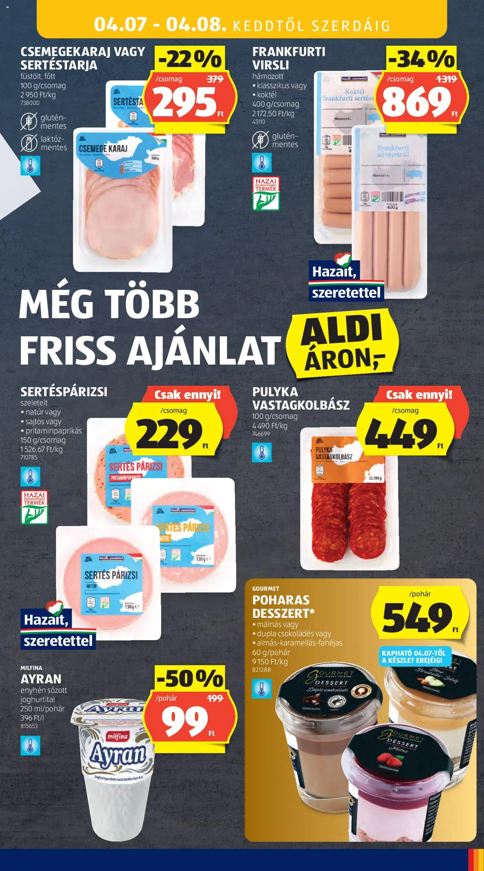 Aldi akciós ujság - amely érvényes a következő dátumtól: 02.04.2026 | Oldal: 35 | Termékek: Virsli, Frankfurti virsli, Karaj, Párizsi