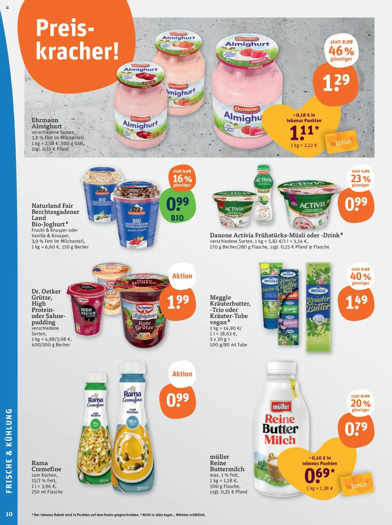 Tegut - Baden-Württemberg - gültig ab dem 28.07.2025 | Seite: 12 | Produkte: Buttermilch, Kocher, Butter, Sahne