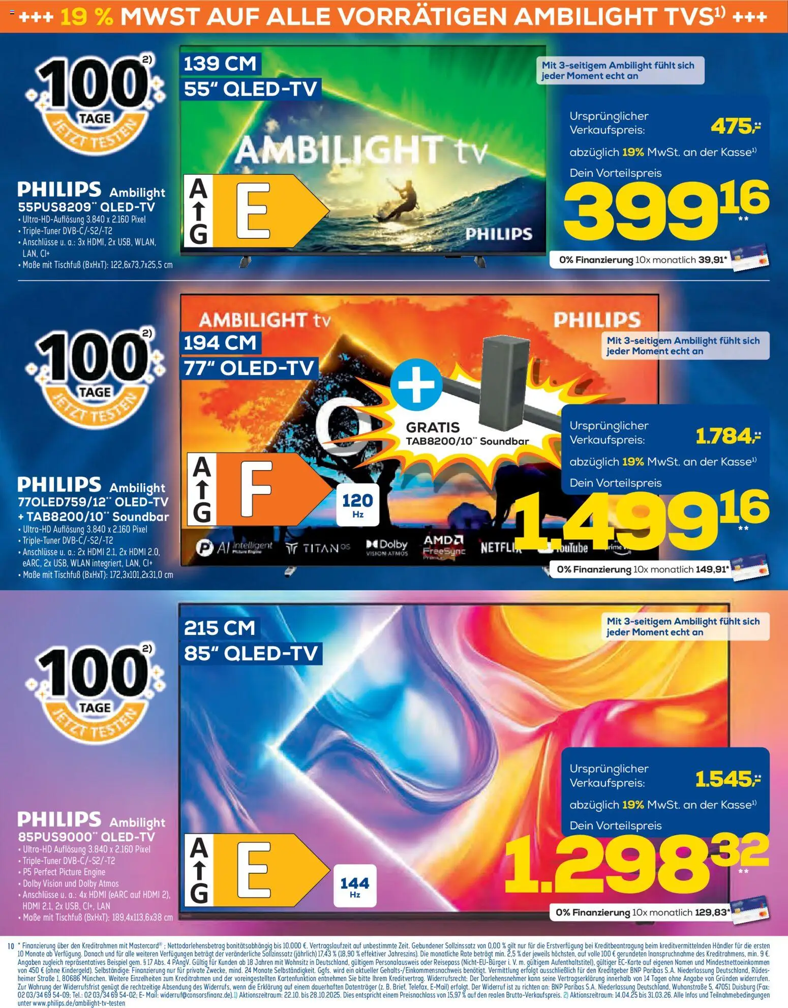 Euronics Prospekt 	 – gültig ab 22.10.2025 | Seite: 10 | Produkte: Philips, Soundbar, TV