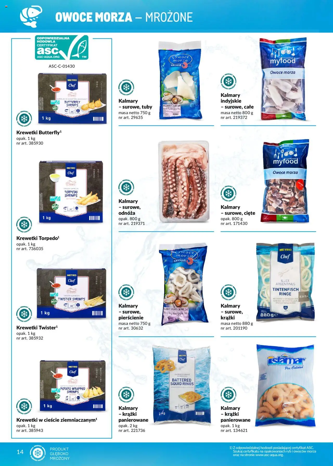 Makro Gazetka - Ryby i owoce morza od 01.05.2025 | Strona: 14 | Produkty: Krewetki, Por, Kalmary, Owoce