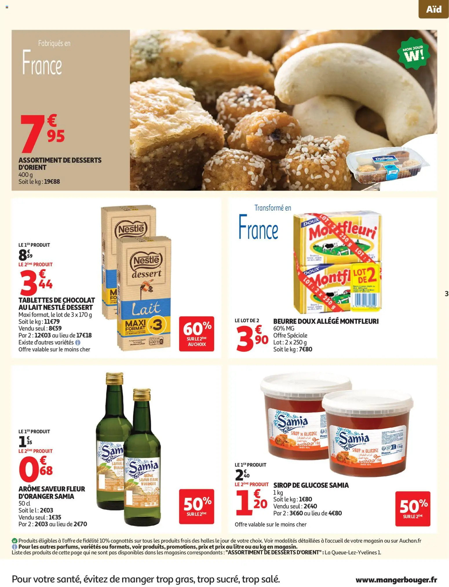 {H1} | Page: 3 | Produits: Tablettes de chocolat, Lait, Beurre, Sirop de glucose