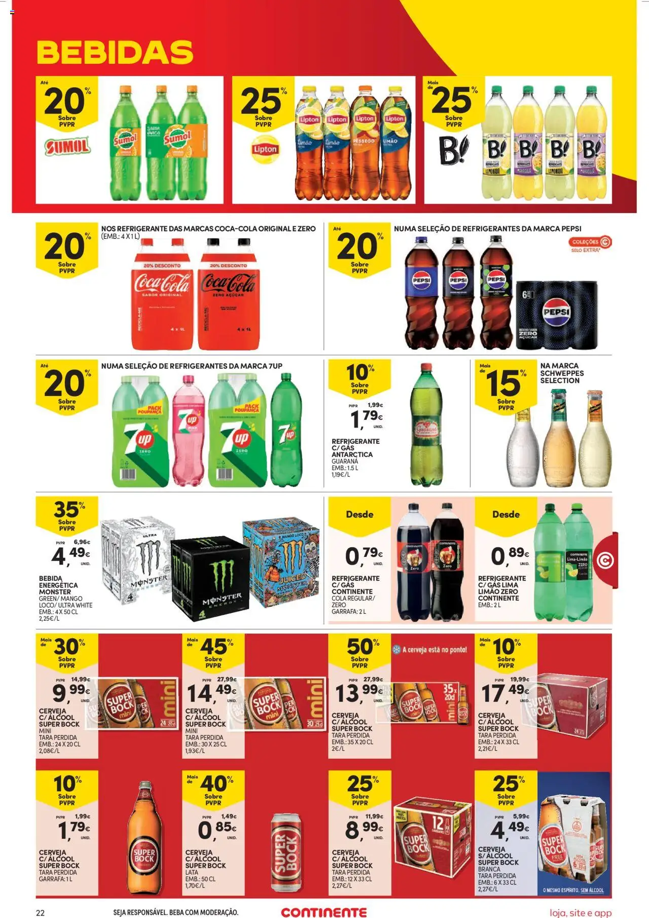 Continente Semanal Continente Bom Dia │ válido de 05.08.2025 | Página: 22 | Produtos: Cerveja, Açúcar, Bebida, Soda