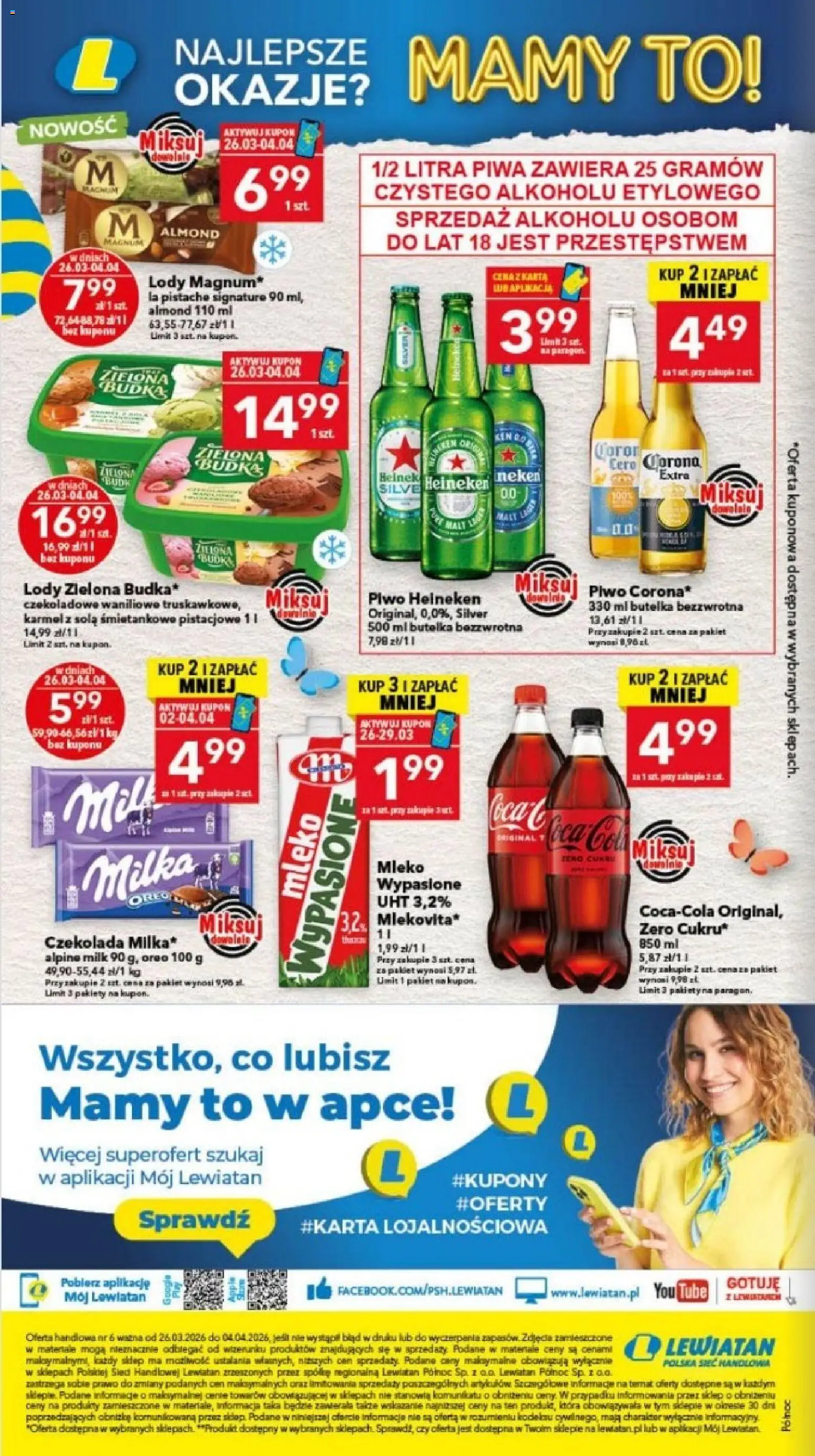 Lewiatan gazetka - Gdańsk od 26.03.2026 | Strona: 16 | Produkty: Czekolada, Piwo, Lody, Heineken