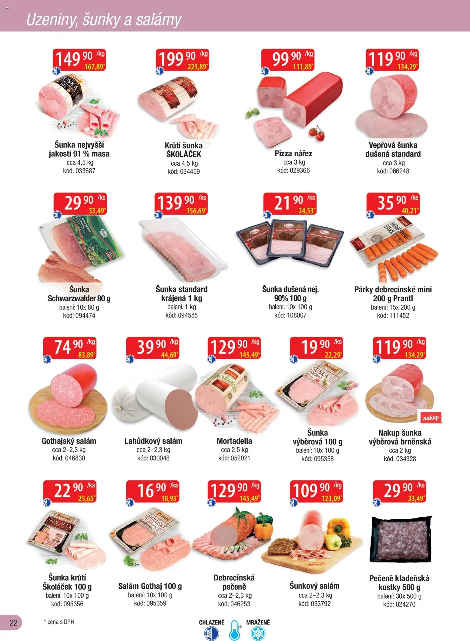 Astur & Qanto leták - Velkoobchod fresh 04/2026 od 01.04.2026 | Strana: 22 | Produkty: Šunka, Pizza, Párky, Šunkový salám