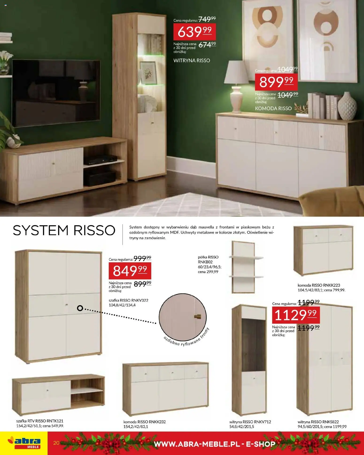 Abra meble Gazetka od 03.12.2025 | Strona: 20 | Produkty: Komoda, Półka, szafka RTV, Witryna