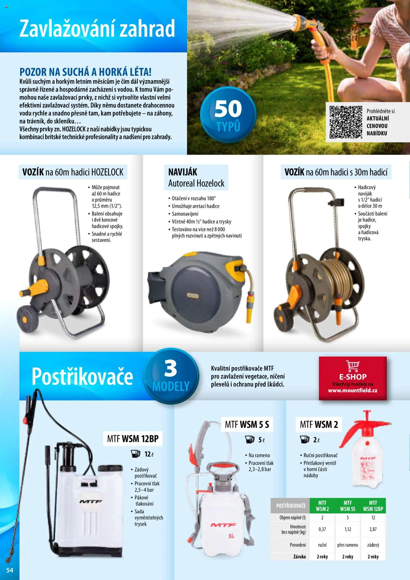 Mountfield katalog od 02.04.2026 | Strana: 54 | Produkty: Naviják, Hadice, Modely, Postřikovač