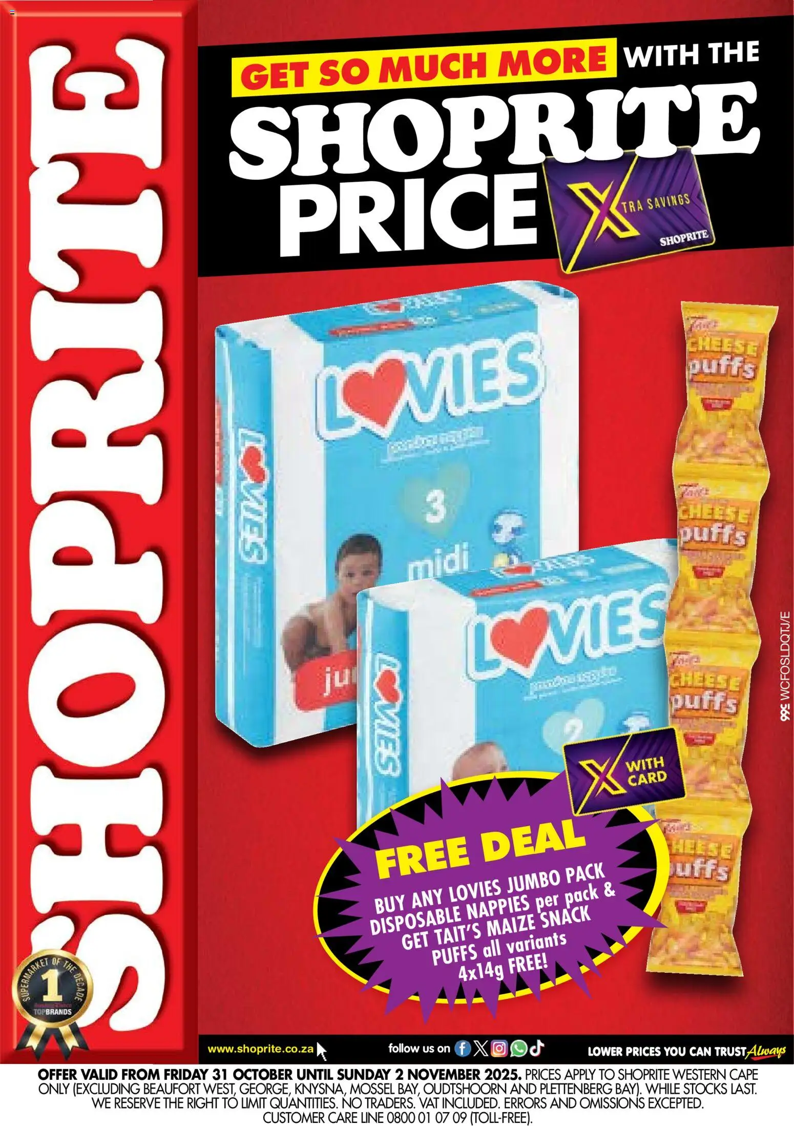 New Shoprite catalogue – valid from 31.10.2025 | Page: 1 | Products: Cheese, Nappies