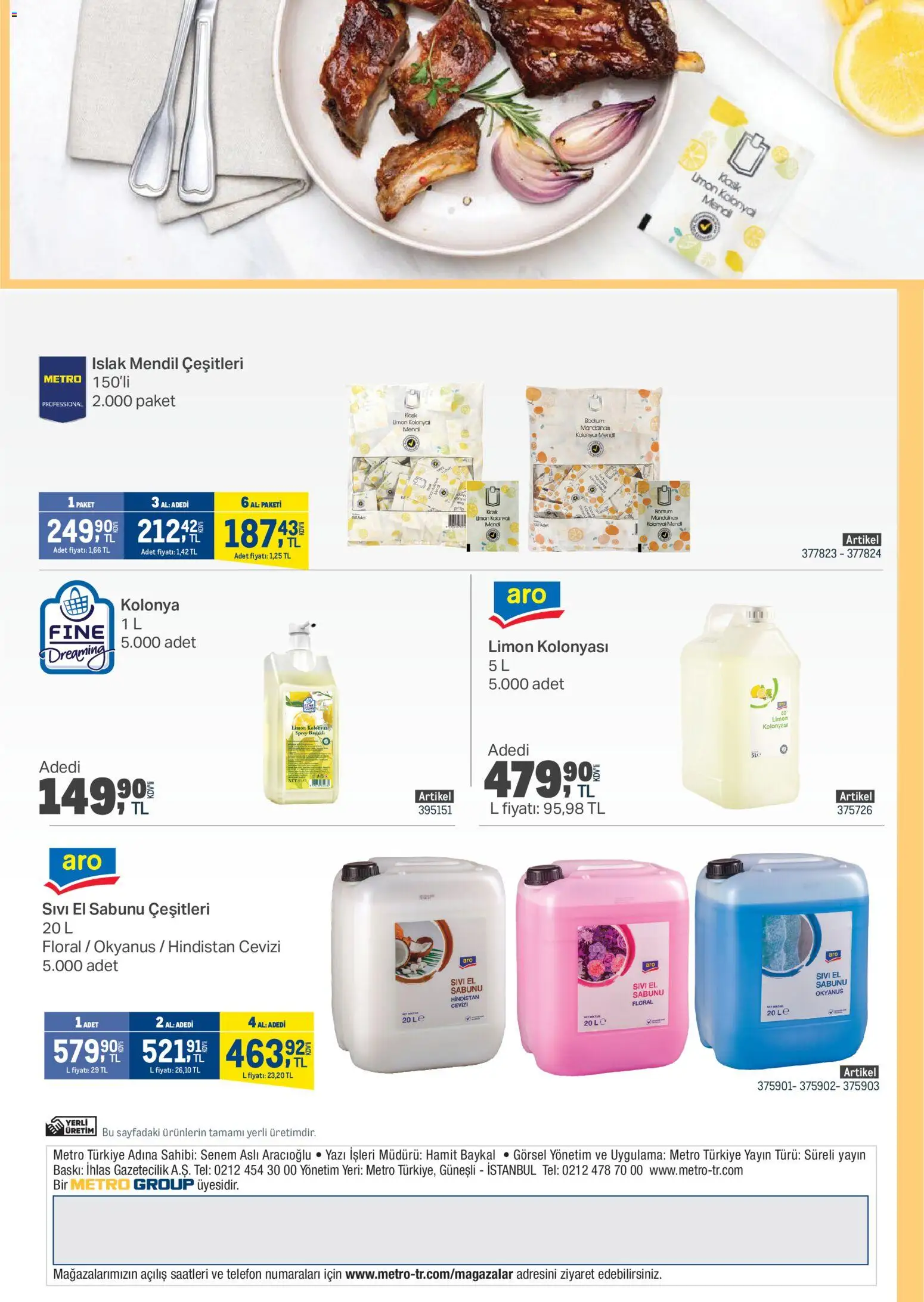Metro - Et & Tavuk & Köfte Restoranları - 21.01.2026 tarihinden itibaren geçerlidir | Sayfa: 25 | Ürünler: Baskı, Mendil, Limon, Telefon