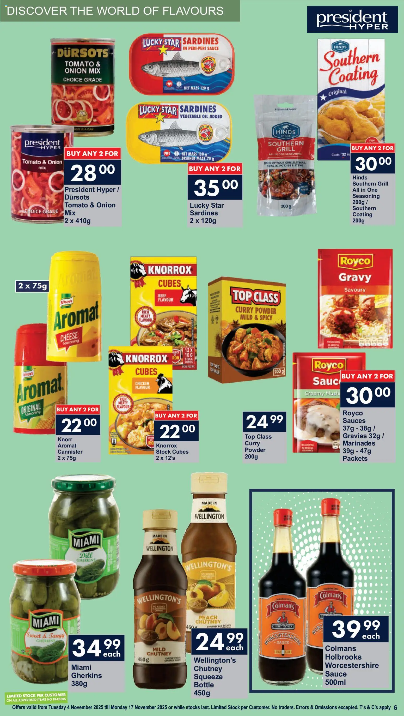 New President Hyper catalogue – valid from 04.11.2025 | Page: 6 | Products: Grill, Sauces, Chicken, Stock